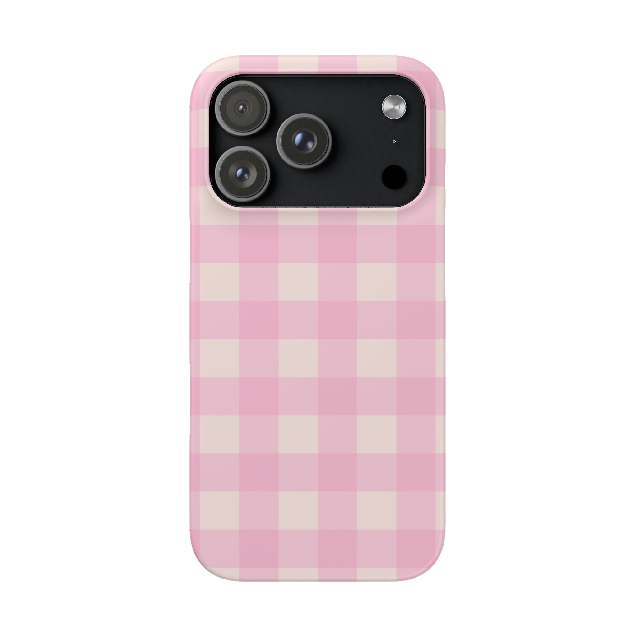 Pink Gingham Snap Phone Case - Cute Pastel Checkered iPhone Cover