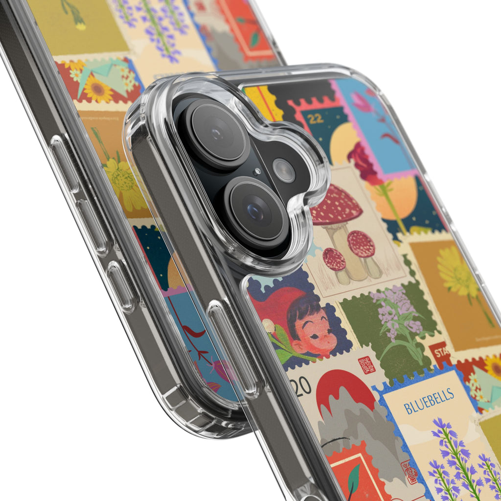 Clear Case — Vintage Floral Stamp Collage Phone Case