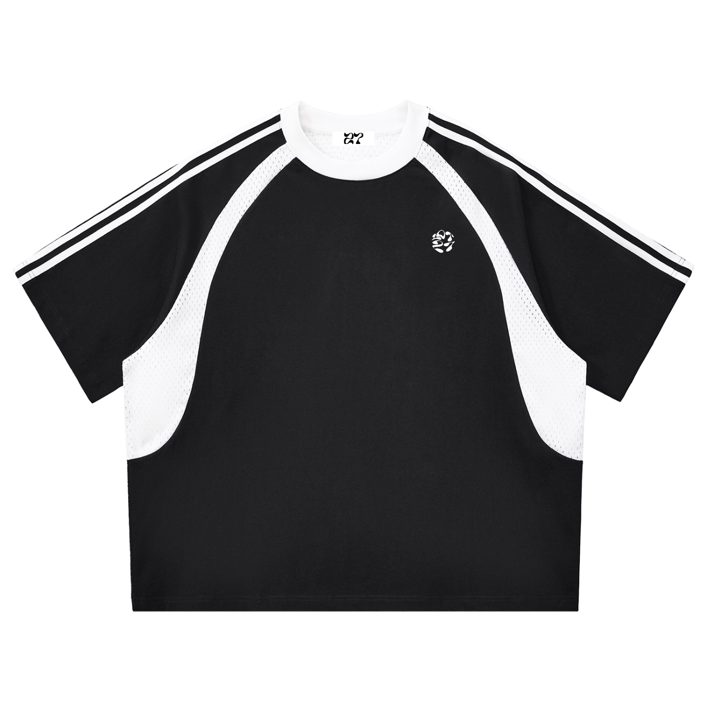 Mens Mesh Panel T-Shirt – Contrast Stripe Streetwear Tee