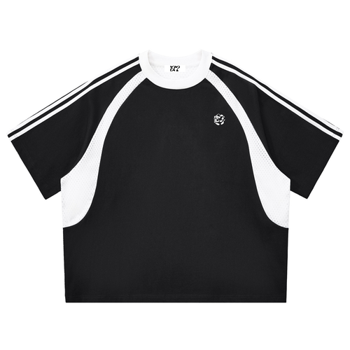 Mens Mesh Panel T-Shirt – Contrast Stripe Streetwear Tee