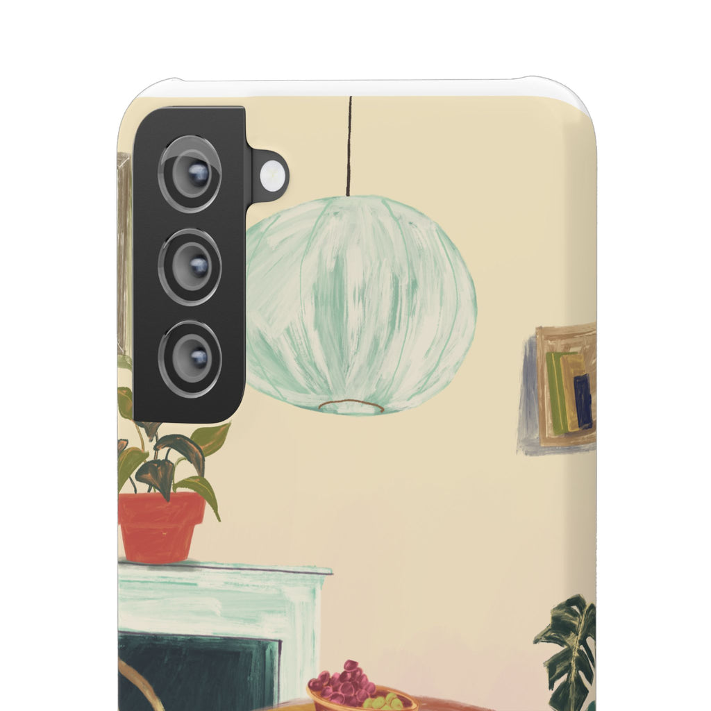Vintage Bistro Phone Case — Cozy Cafe Interior Illustration Snap Case
