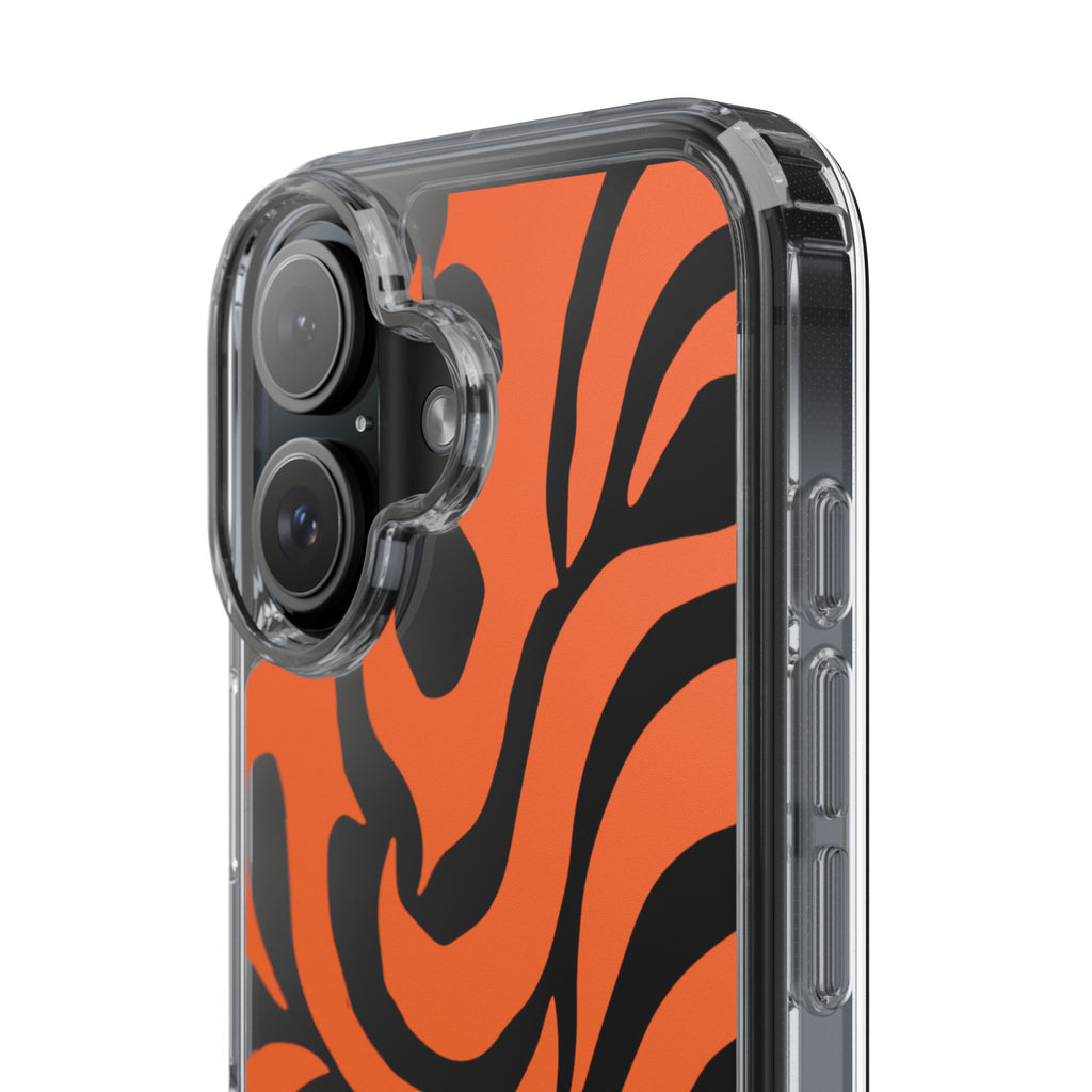 Orange Tiger Stripe Clear Phone Case — Bold Animal Print iPhone Cover