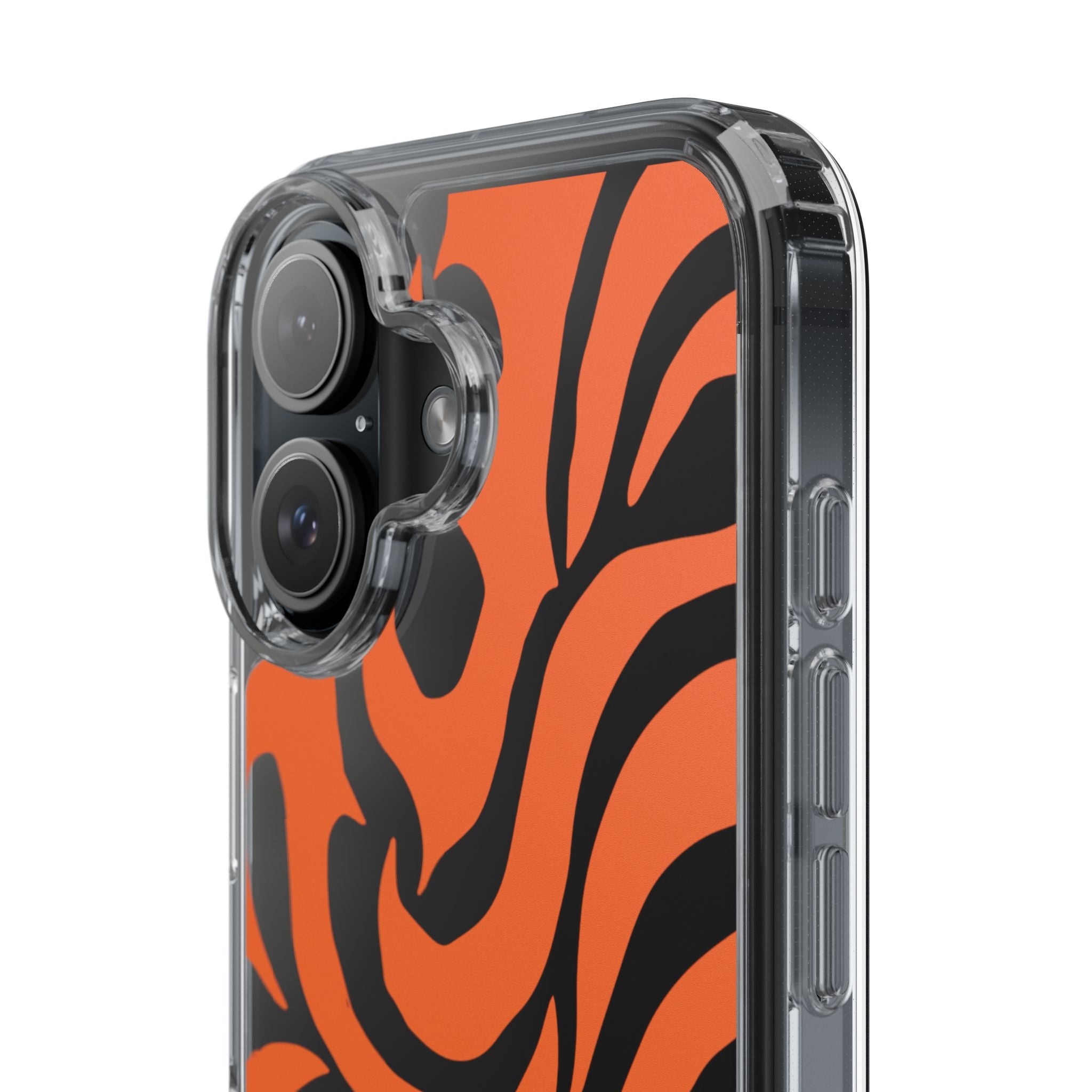 Orange Tiger Stripe Clear Phone Case — Bold Animal Print iPhone Cover