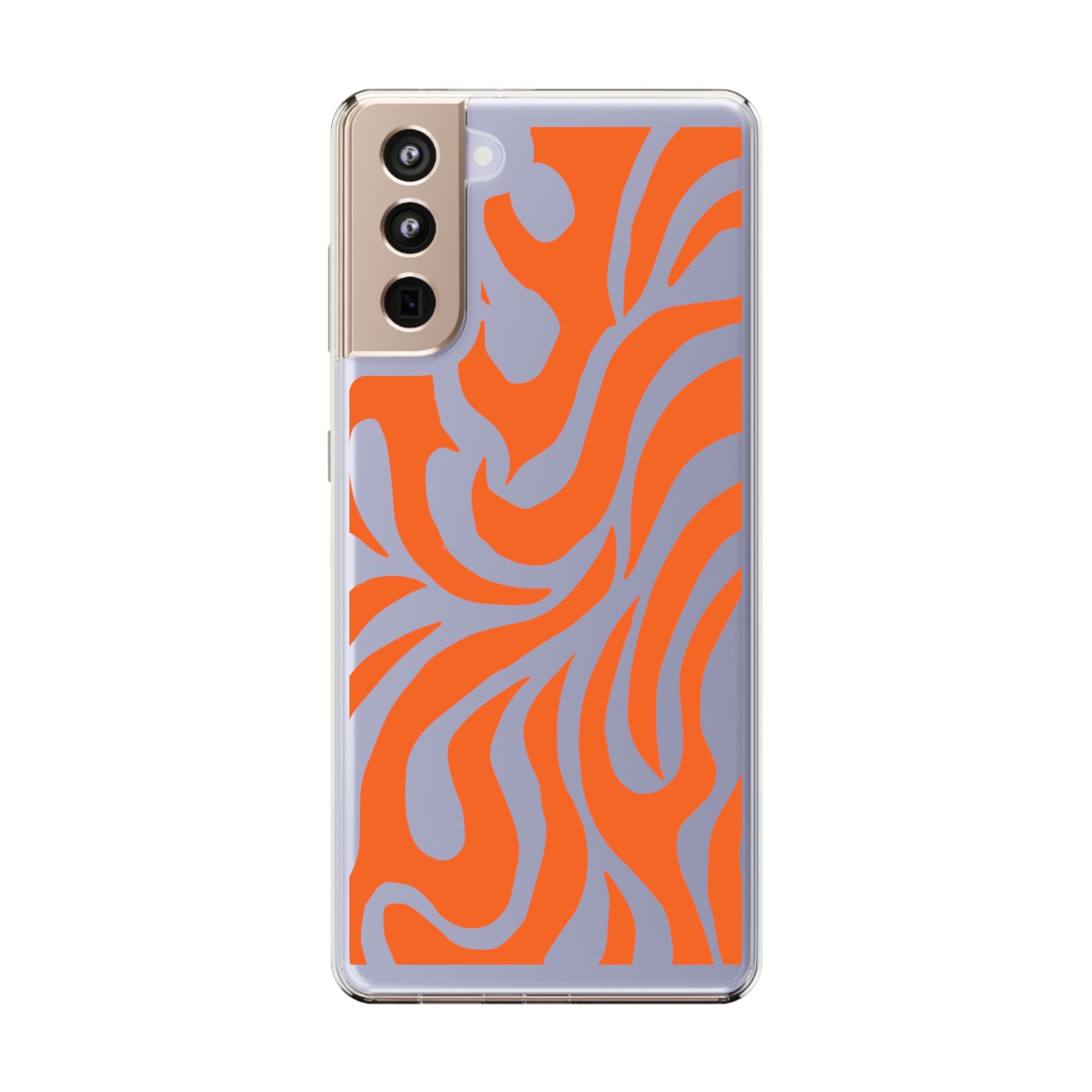 Orange Tiger Stripe Clear Phone Case — Bold Animal Print iPhone Cover