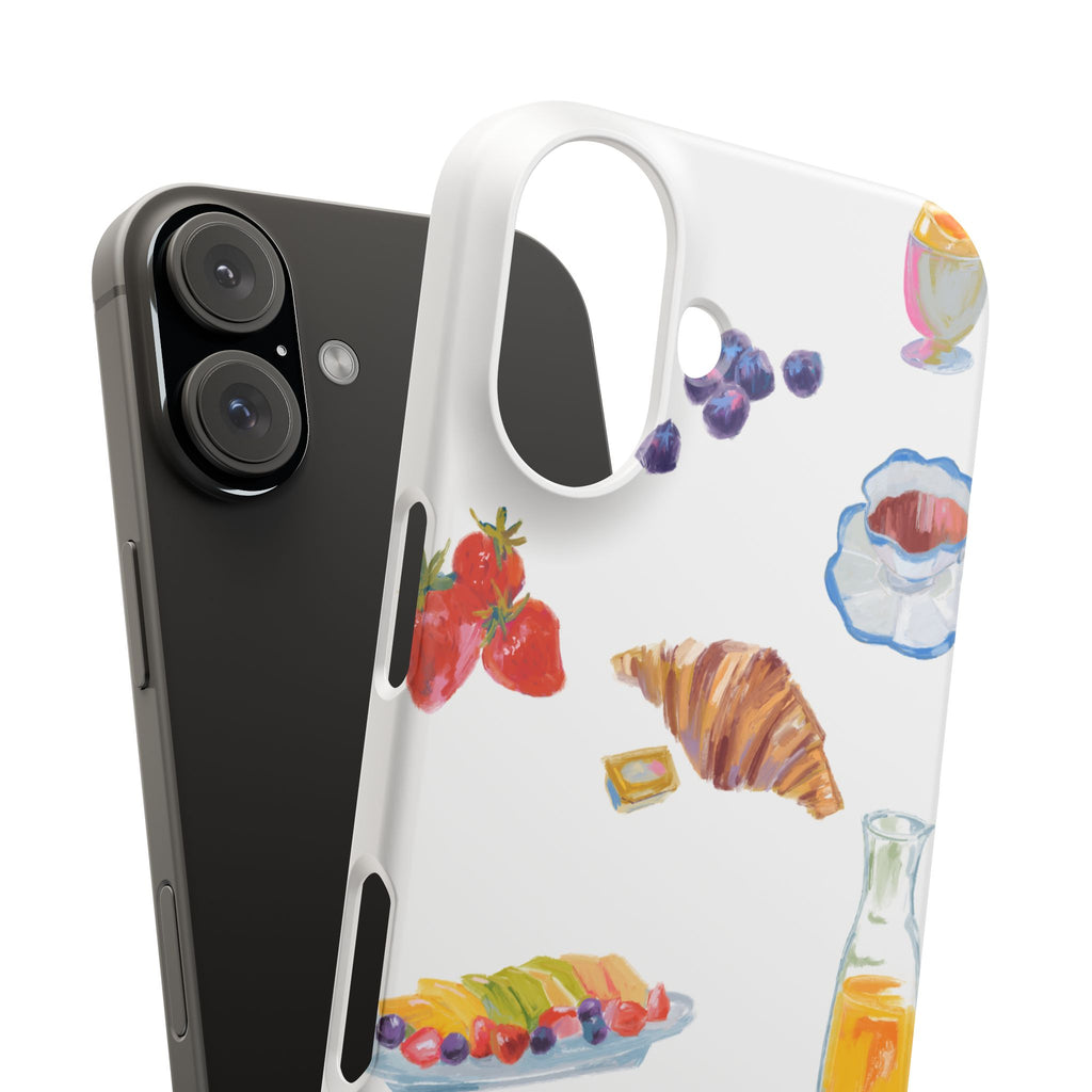Phone Case — Watercolor Breakfast Pattern (croissant, berries, juice)
