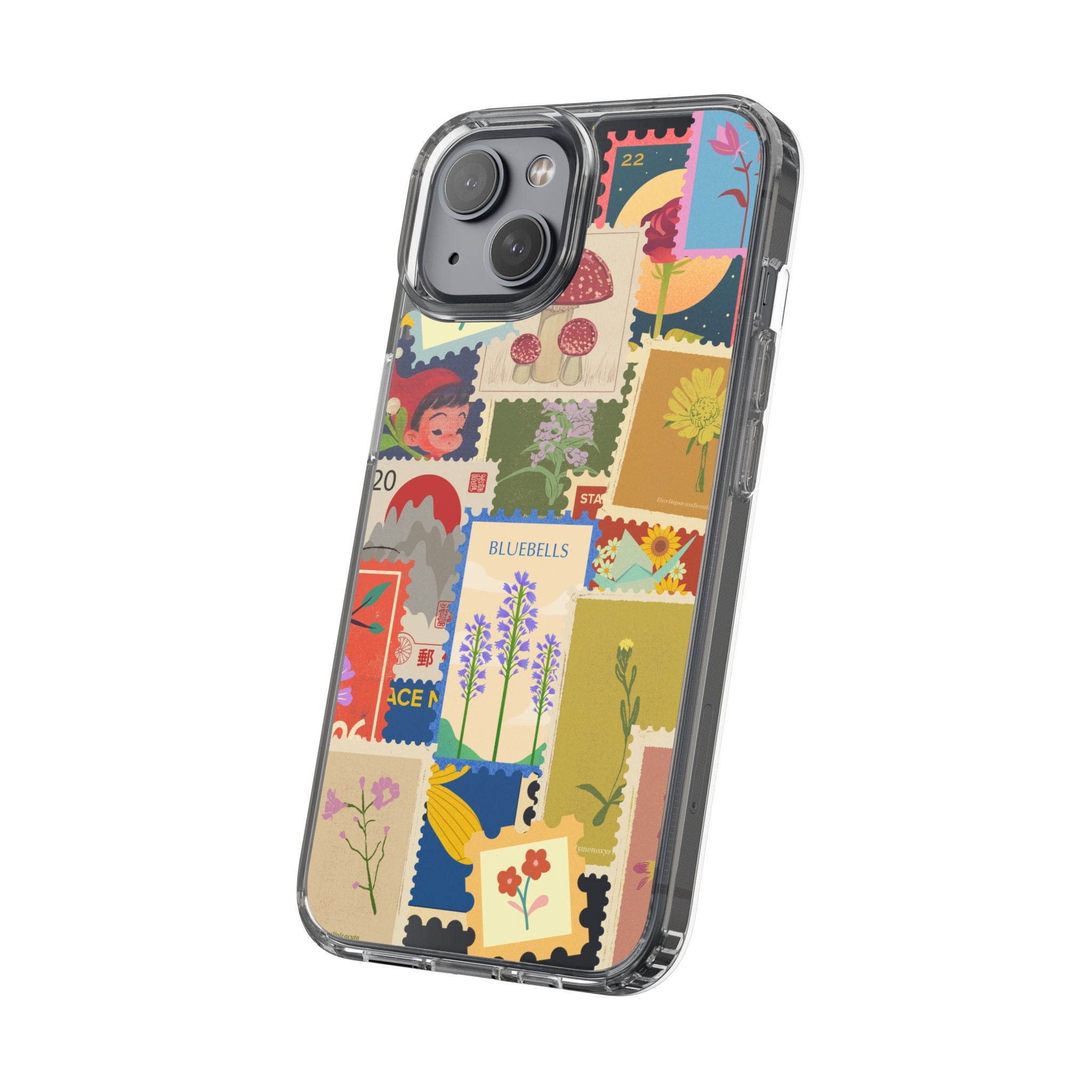 Clear Case — Vintage Floral Stamp Collage Phone Case