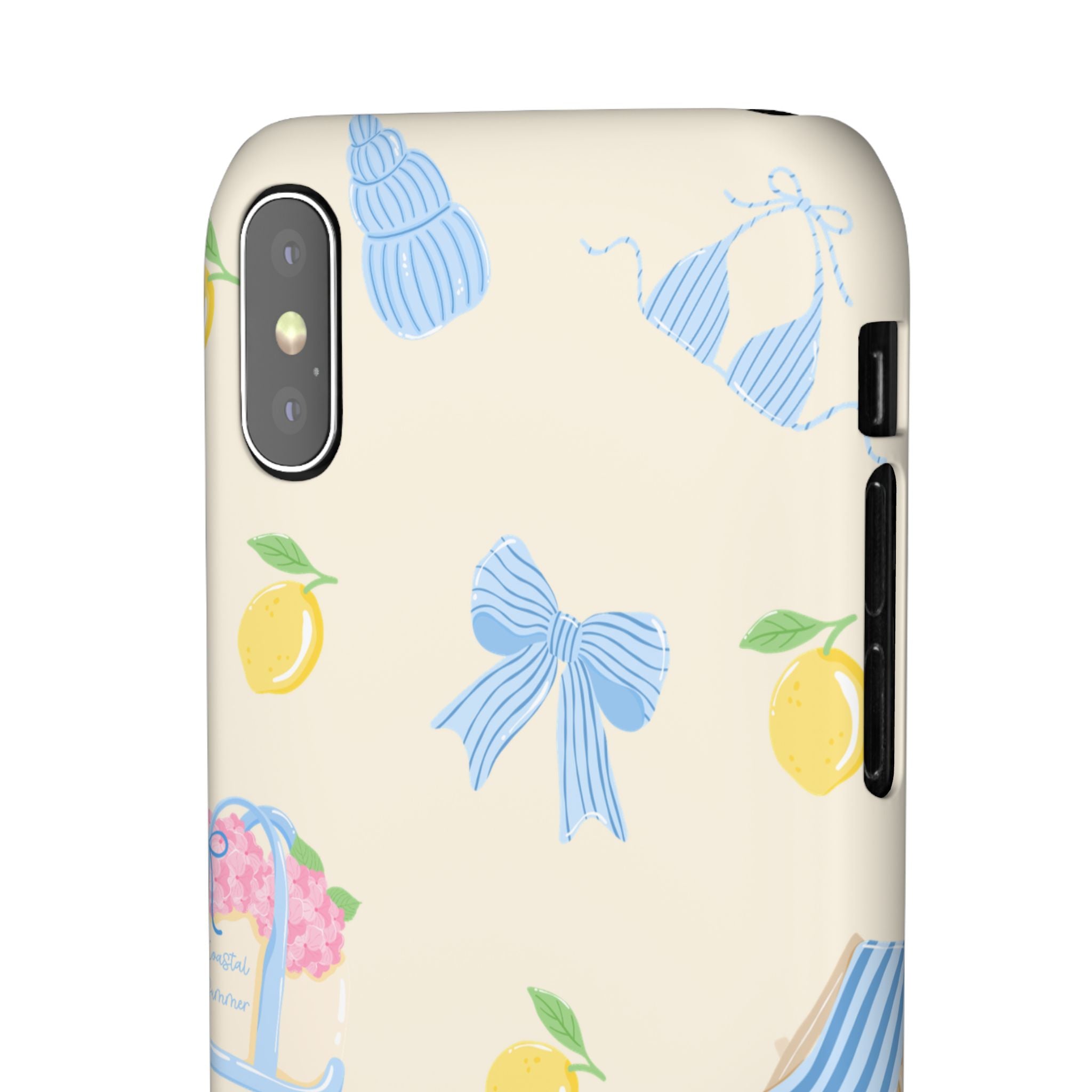 Cute Lemon & Beach Pattern Phone Case — Pastel Summer Snap Case