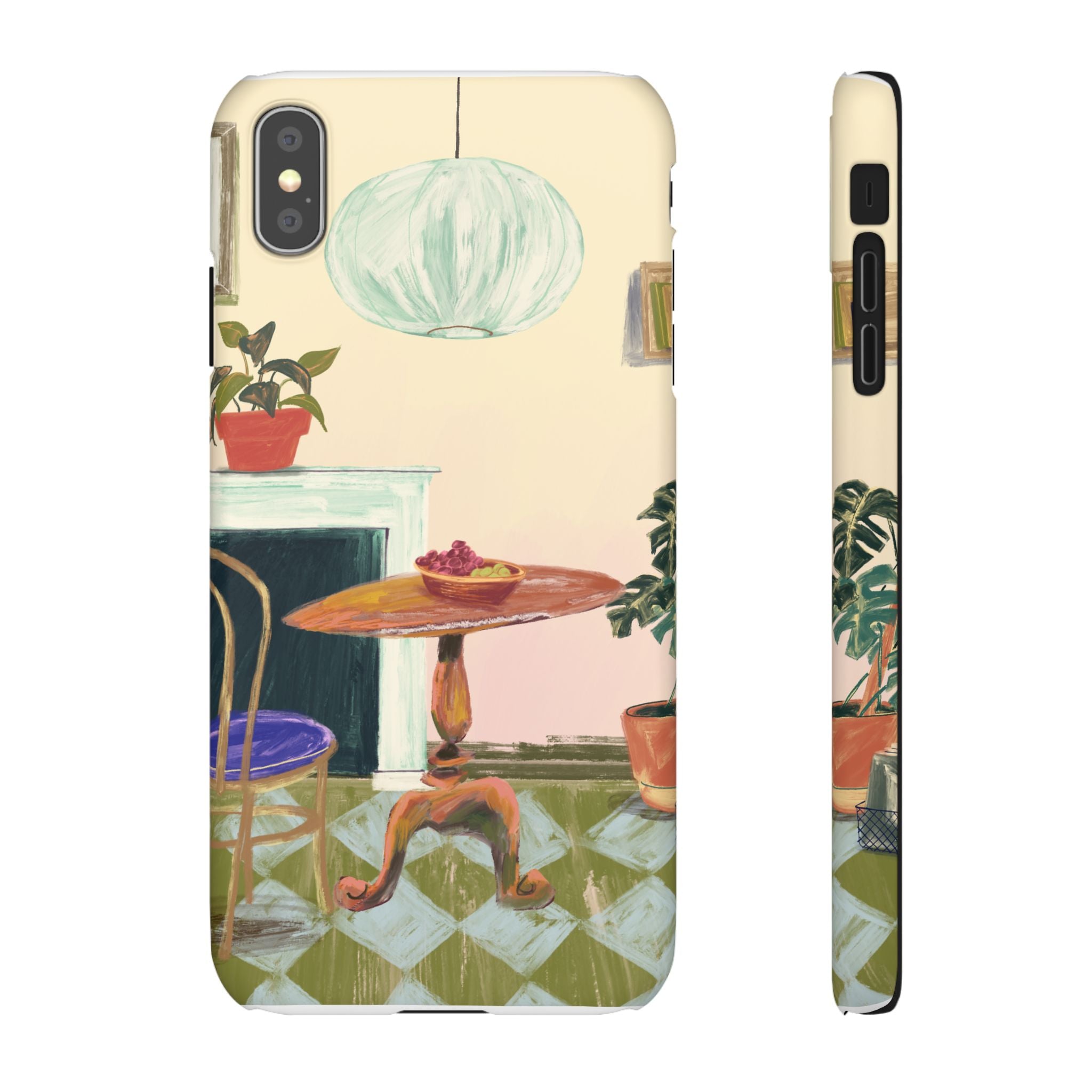 Vintage Bistro Phone Case — Cozy Cafe Interior Illustration Snap Case