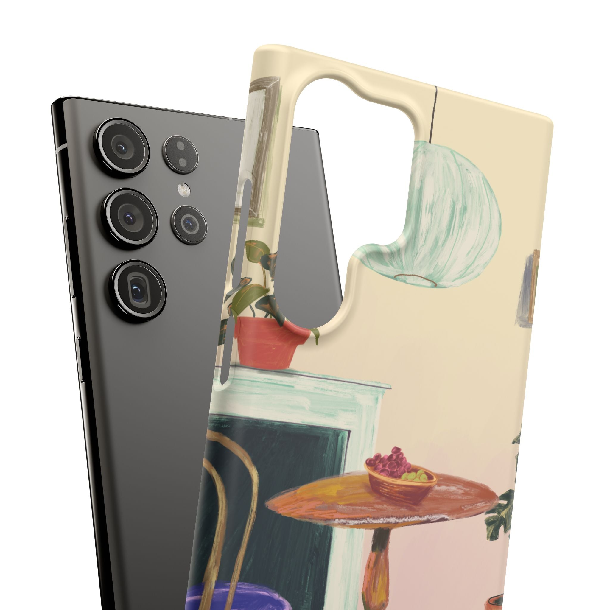 Vintage Bistro Phone Case — Cozy Cafe Interior Illustration Snap Case