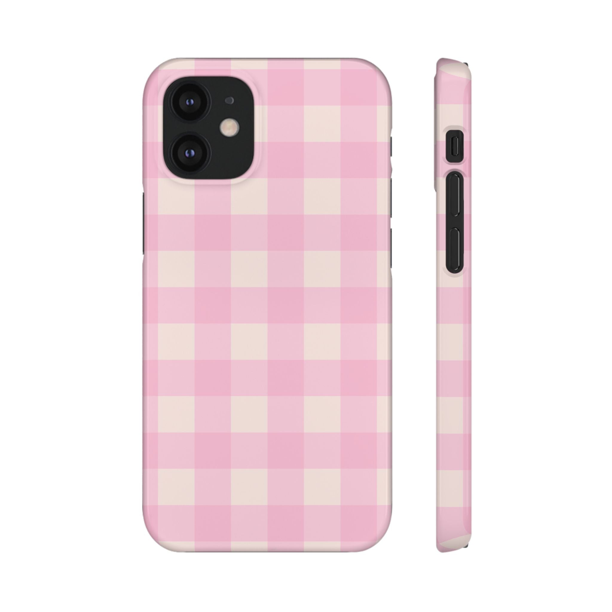 Pink Gingham Snap Phone Case - Cute Pastel Checkered iPhone Cover