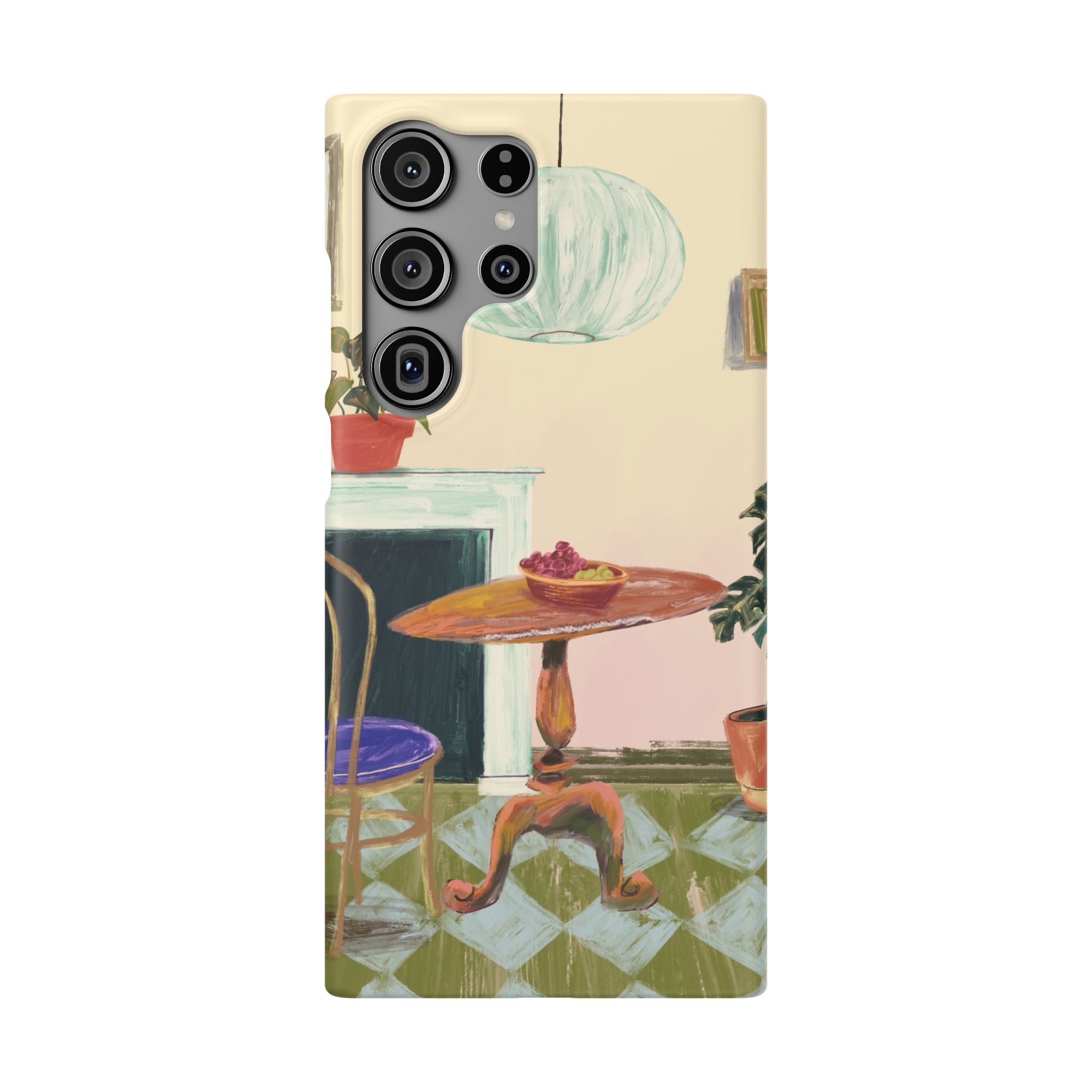 Vintage Bistro Phone Case — Cozy Cafe Interior Illustration Snap Case