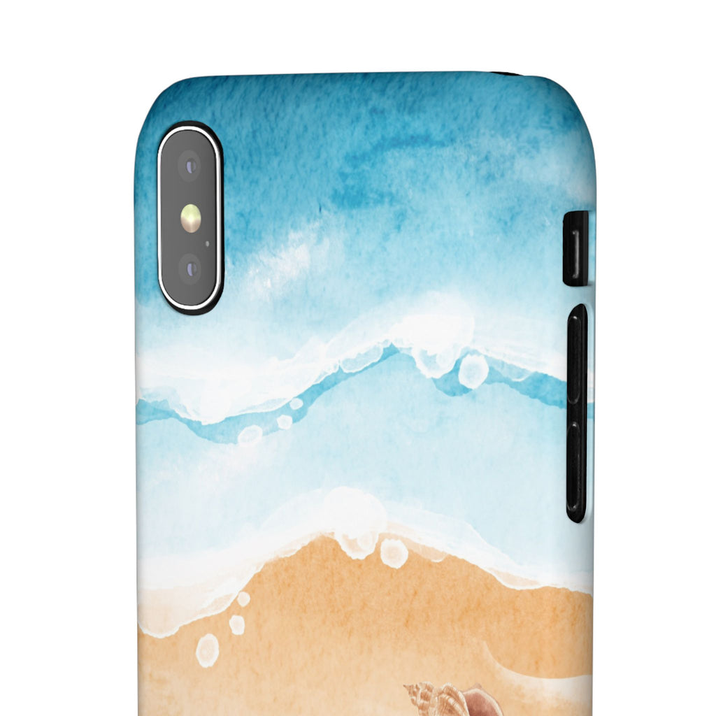 Beach Scene Phone Case — Watercolor Sand, Seashells & Crabs