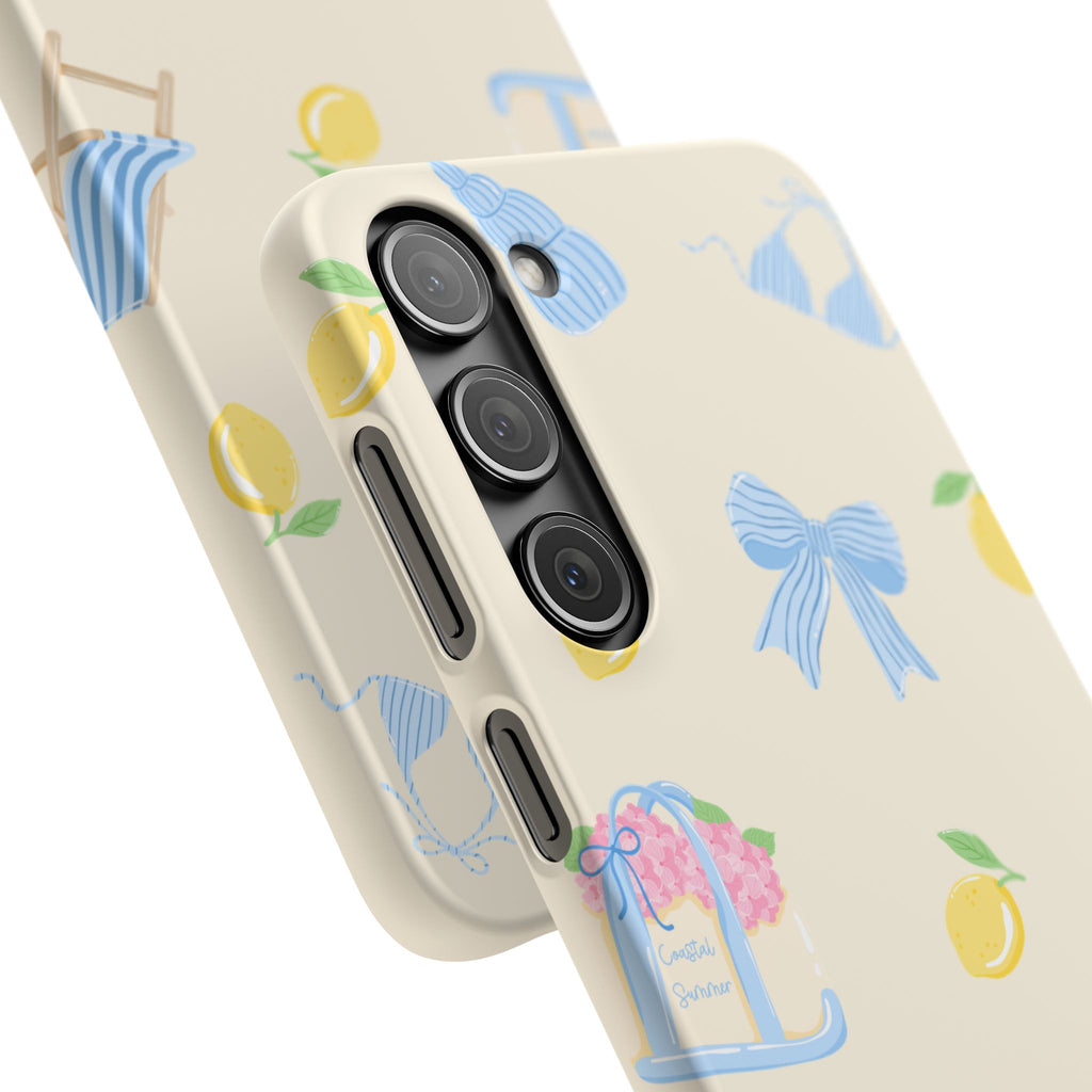 Cute Lemon & Beach Pattern Phone Case — Pastel Summer Snap Case
