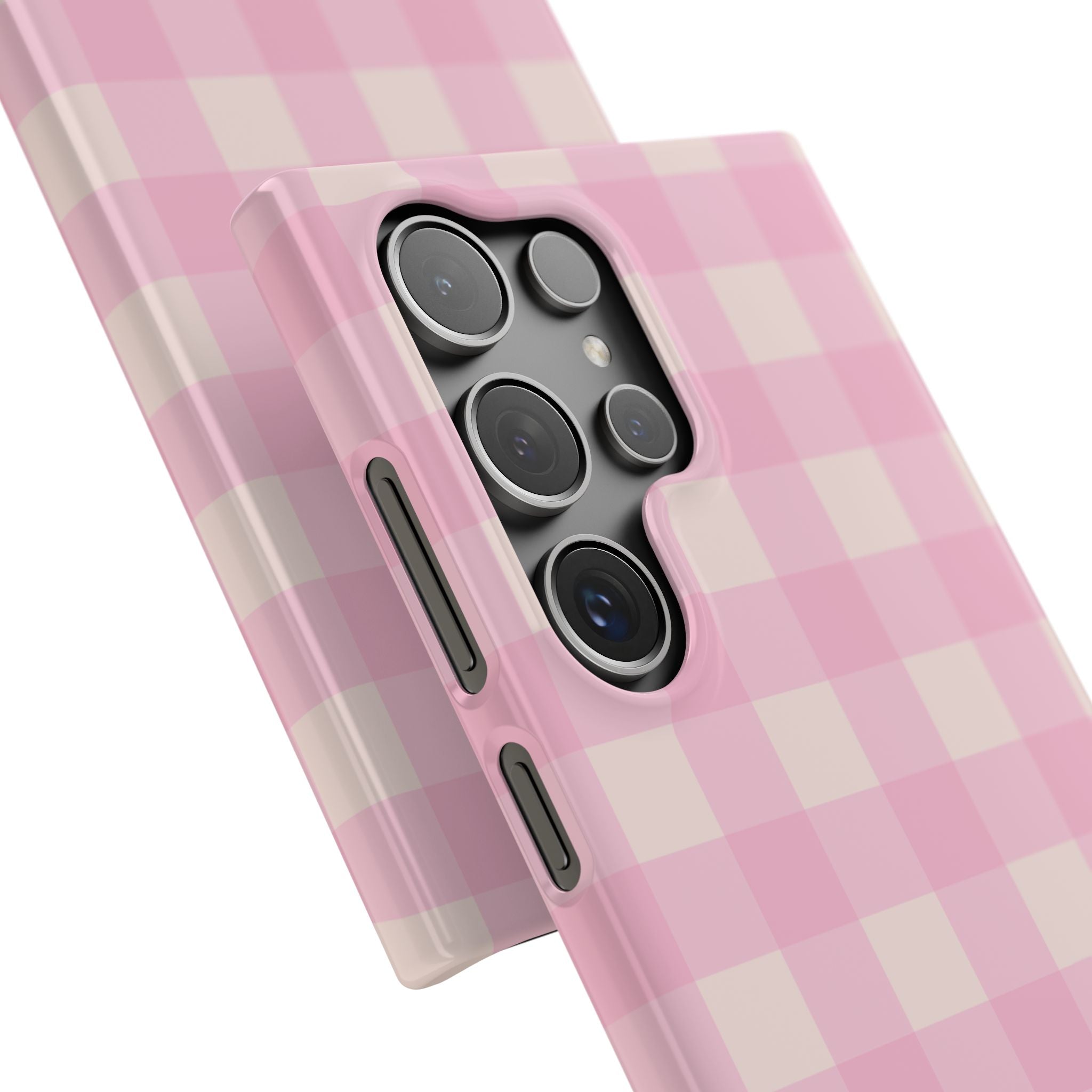 Pink Gingham Snap Phone Case - Cute Pastel Checkered iPhone Cover