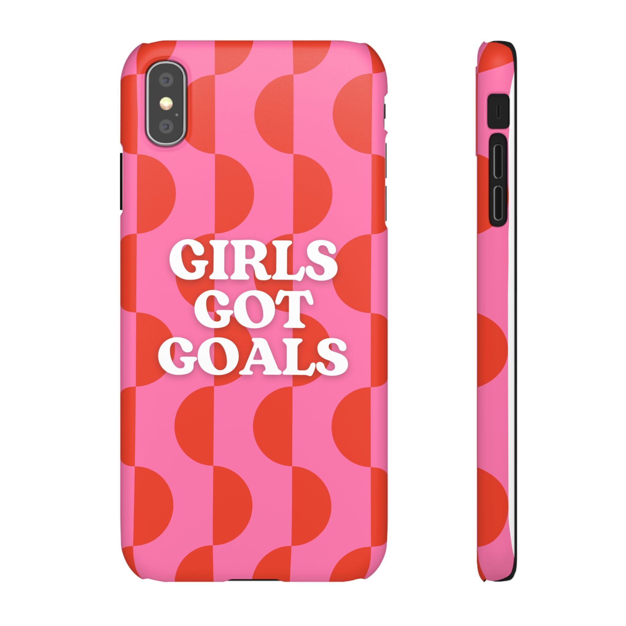 Girls Got Goals Phone Case - Retro Pink Red Motivational Snap Case