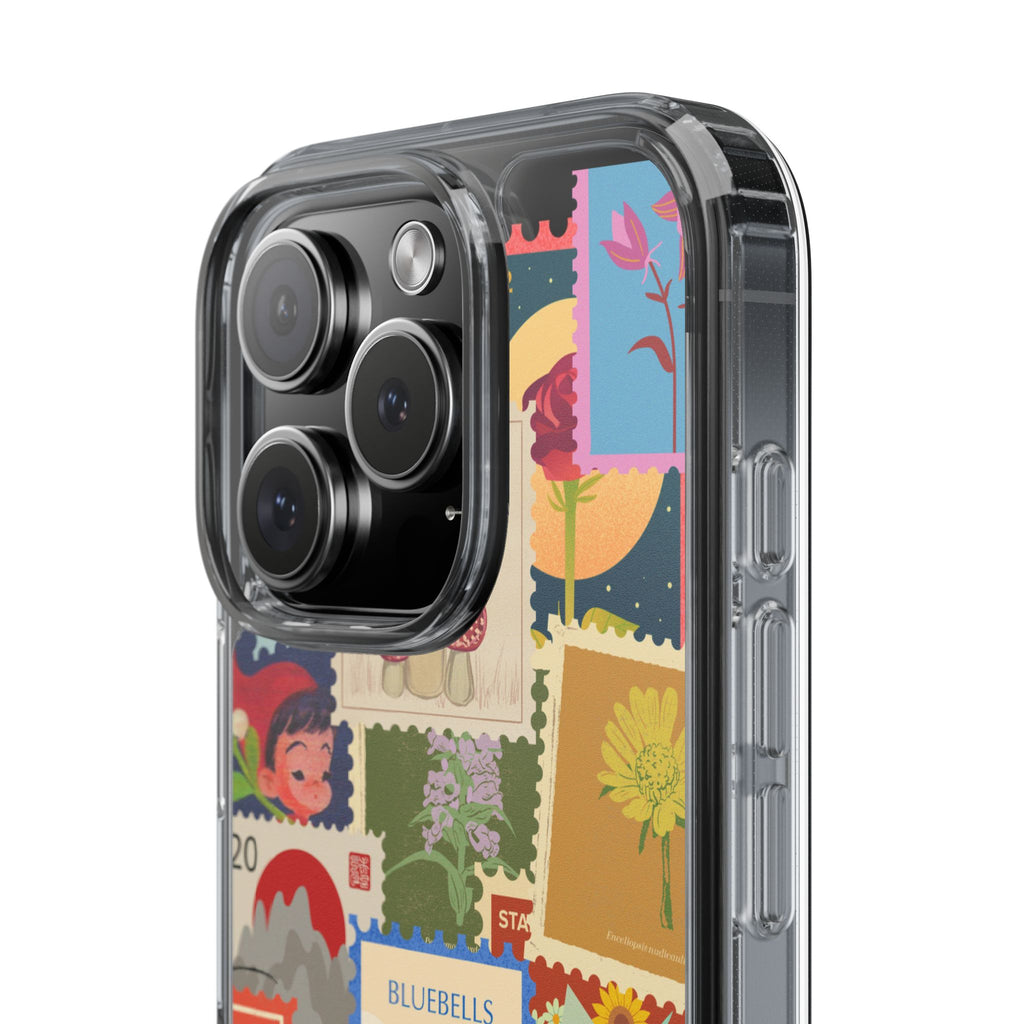 Clear Case — Vintage Floral Stamp Collage Phone Case