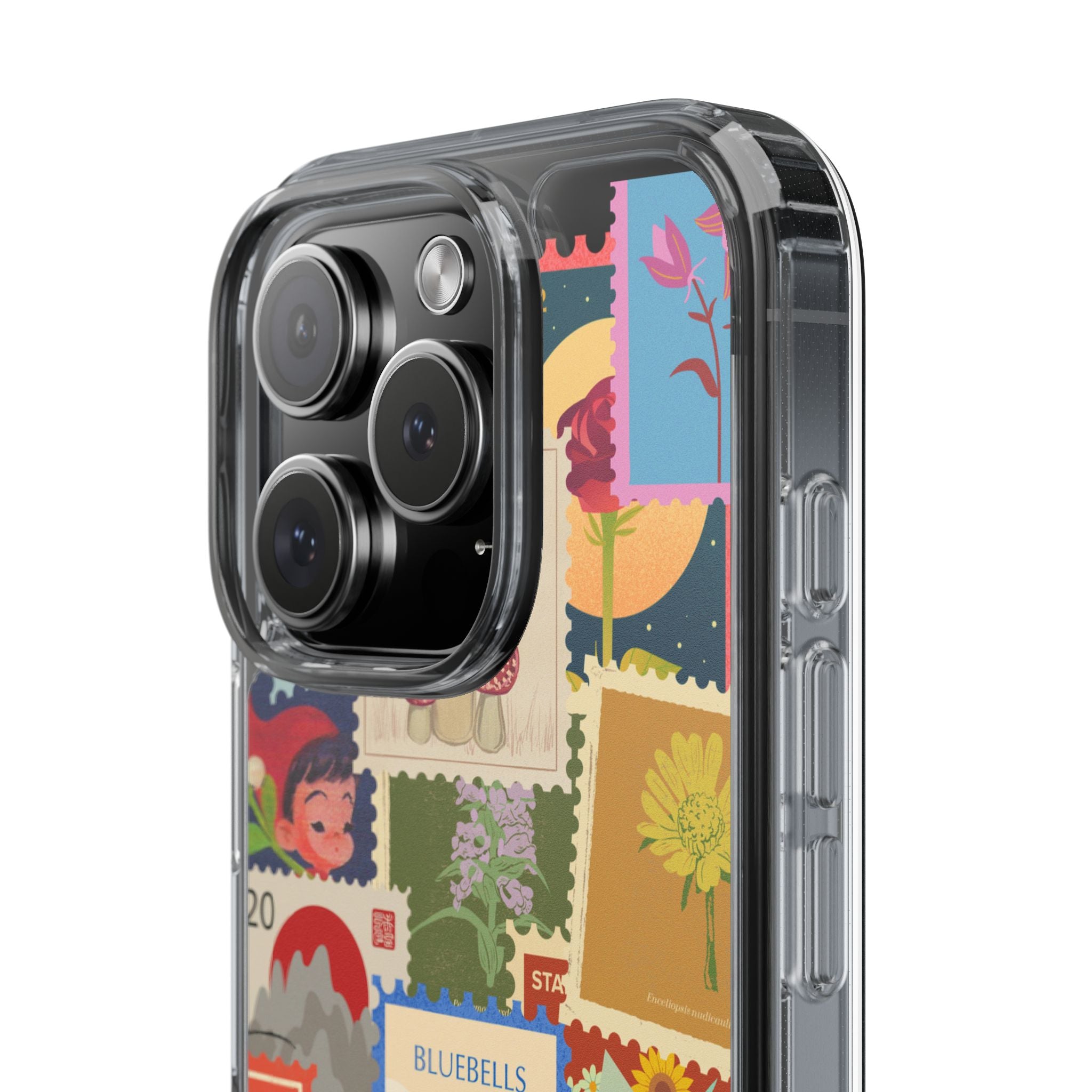 Clear Case — Vintage Floral Stamp Collage Phone Case