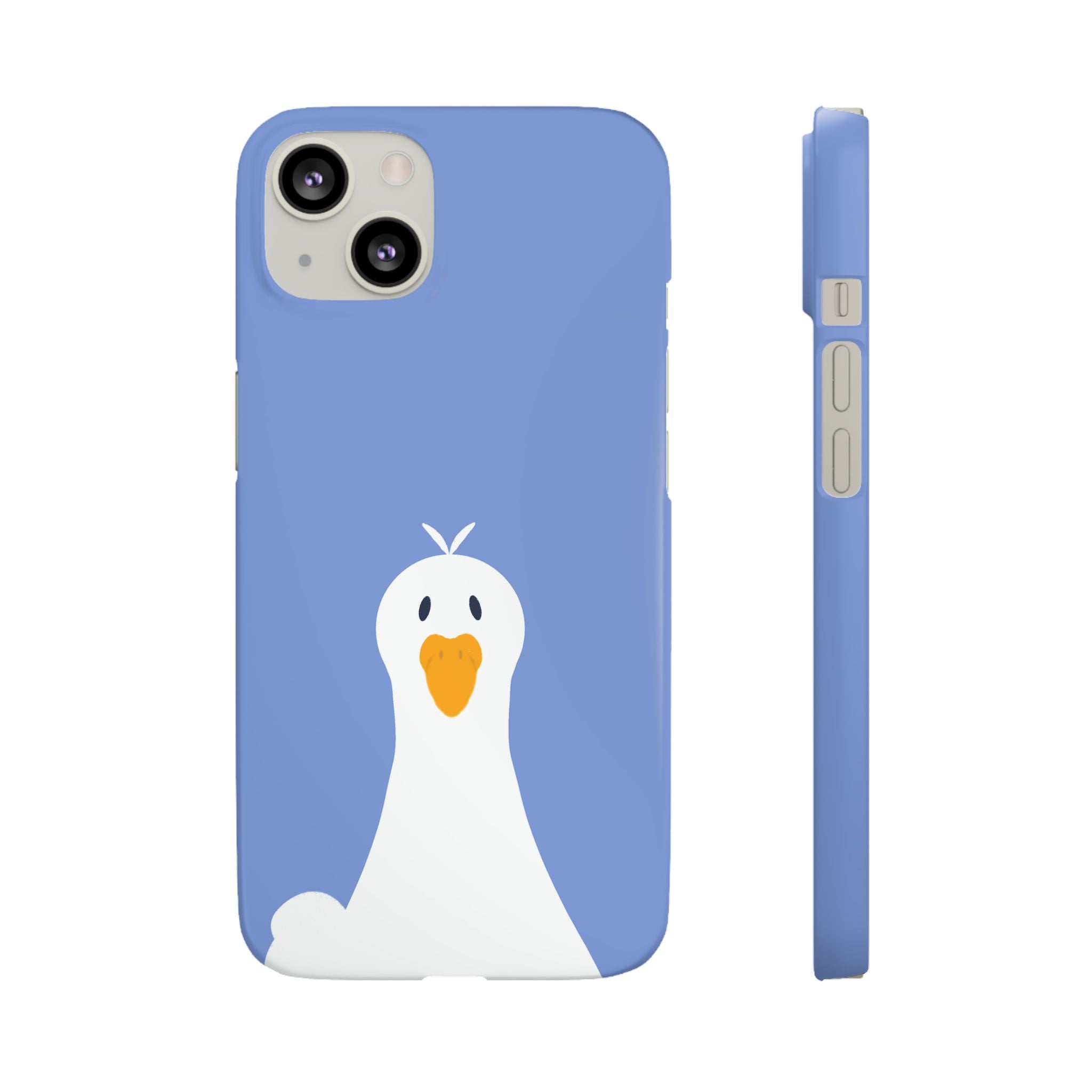 Cute Goose Phone Case – Blue Snap Phone Cover with Whimsical Bird Design