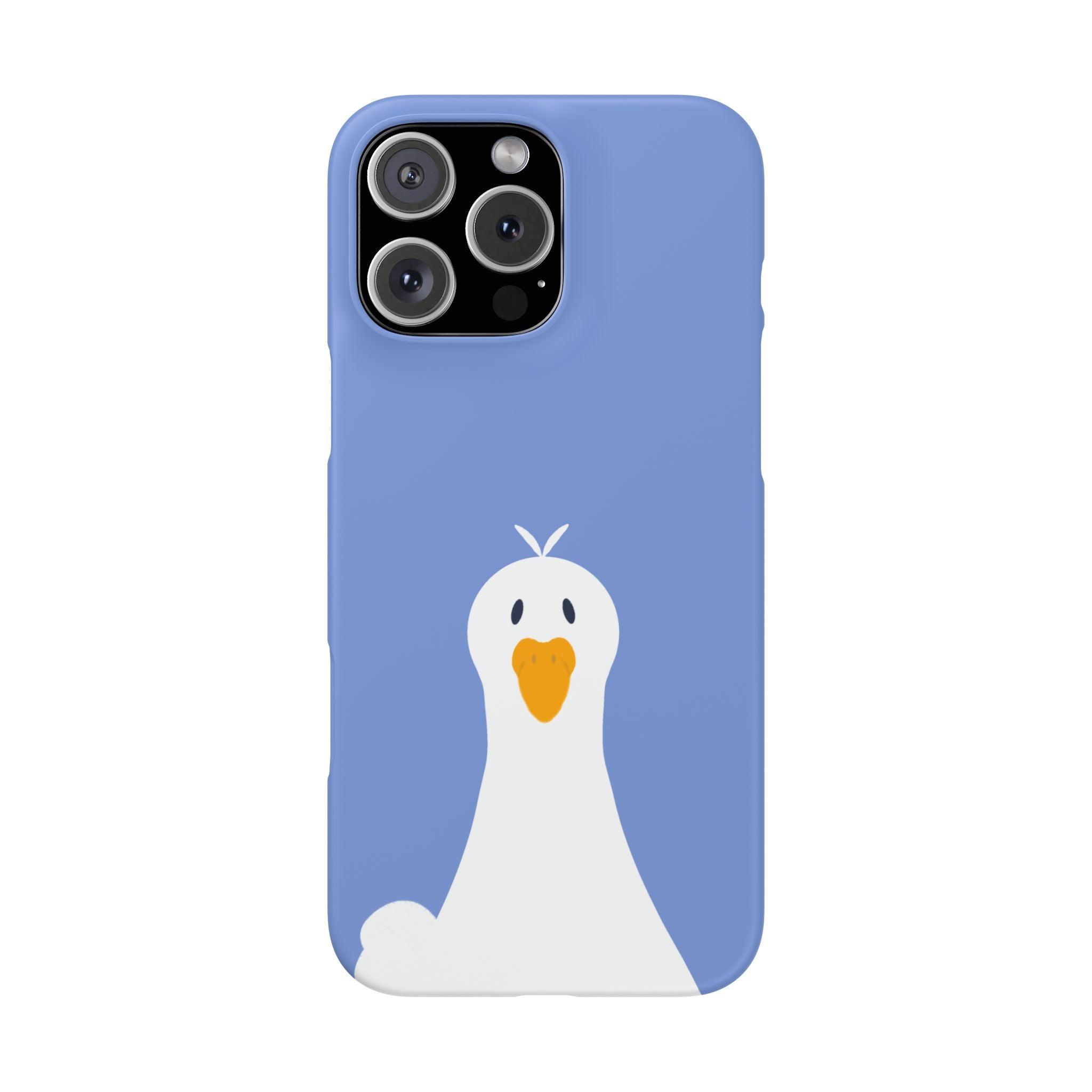 Cute Goose Phone Case – Blue Snap Phone Cover with Whimsical Bird Design