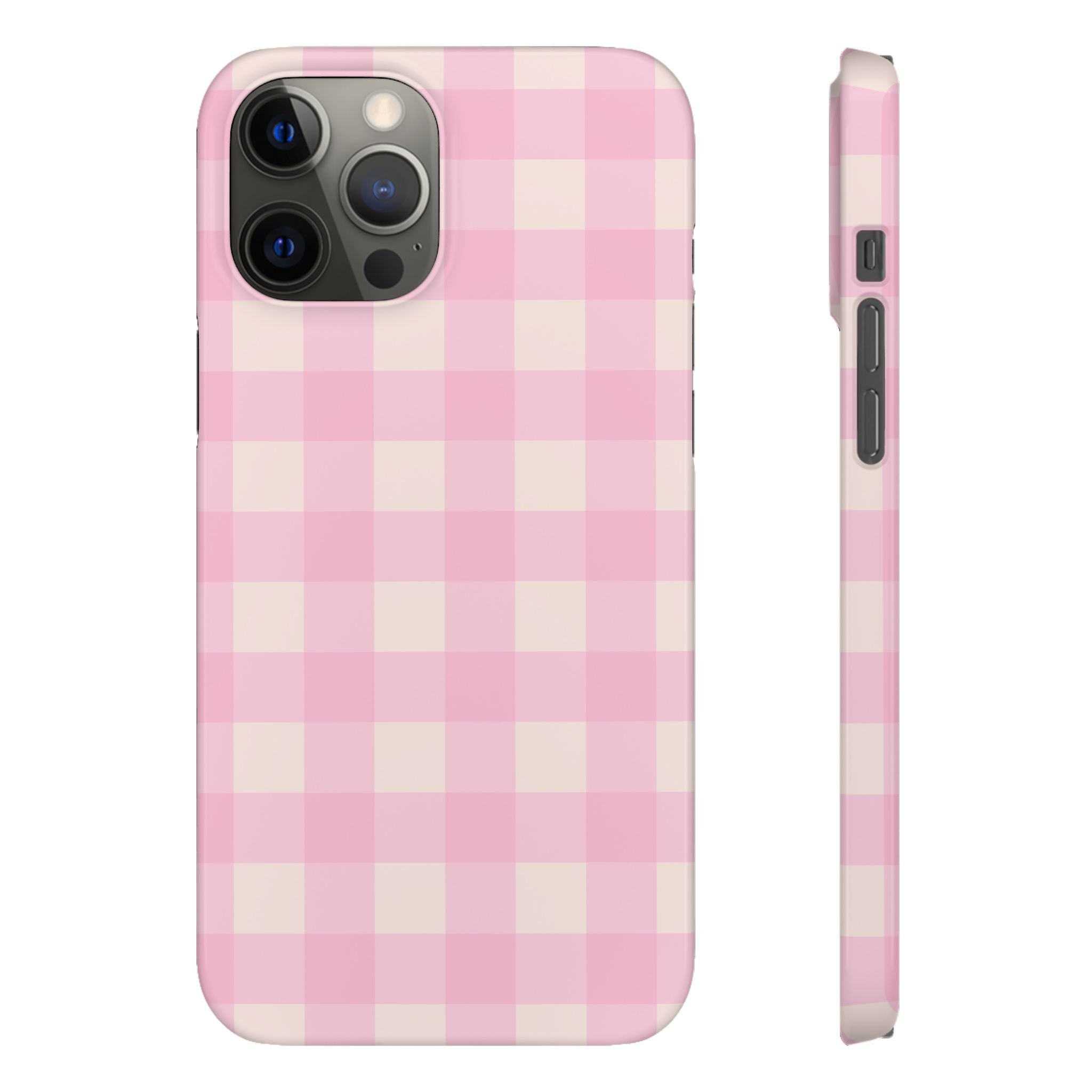 Pink Gingham Snap Phone Case - Cute Pastel Checkered iPhone Cover