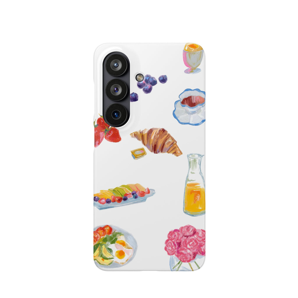 Phone Case — Watercolor Breakfast Pattern (croissant, berries, juice)
