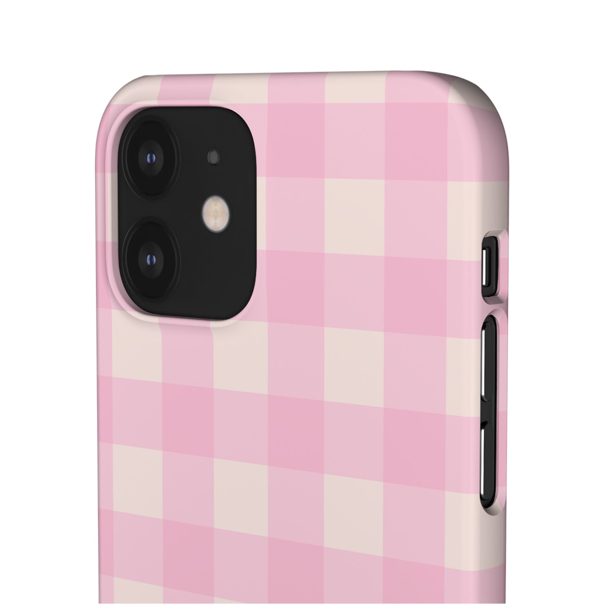 Pink Gingham Snap Phone Case - Cute Pastel Checkered iPhone Cover