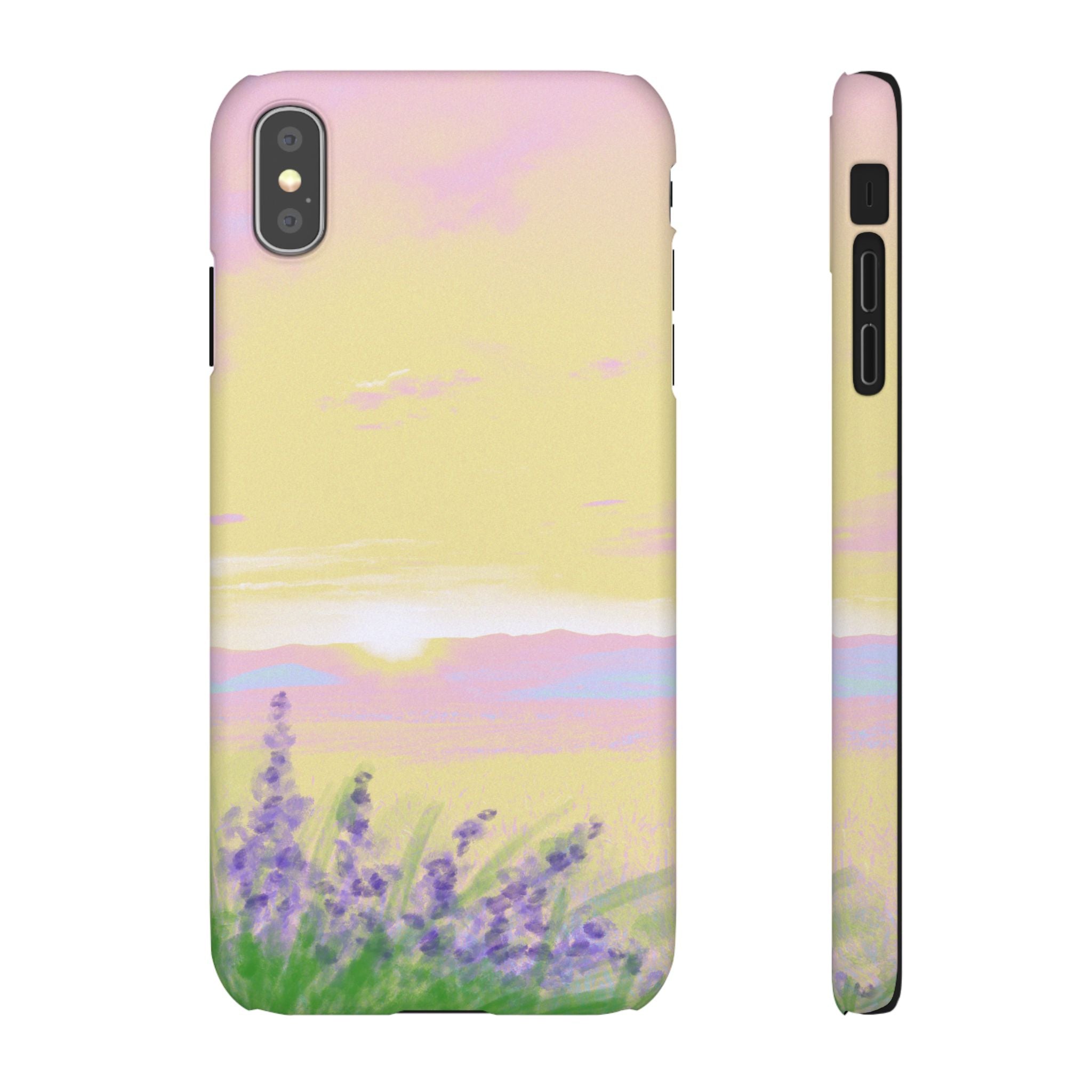 Pastel Lavender Field Phone Case — Sunset Sky Snap Case