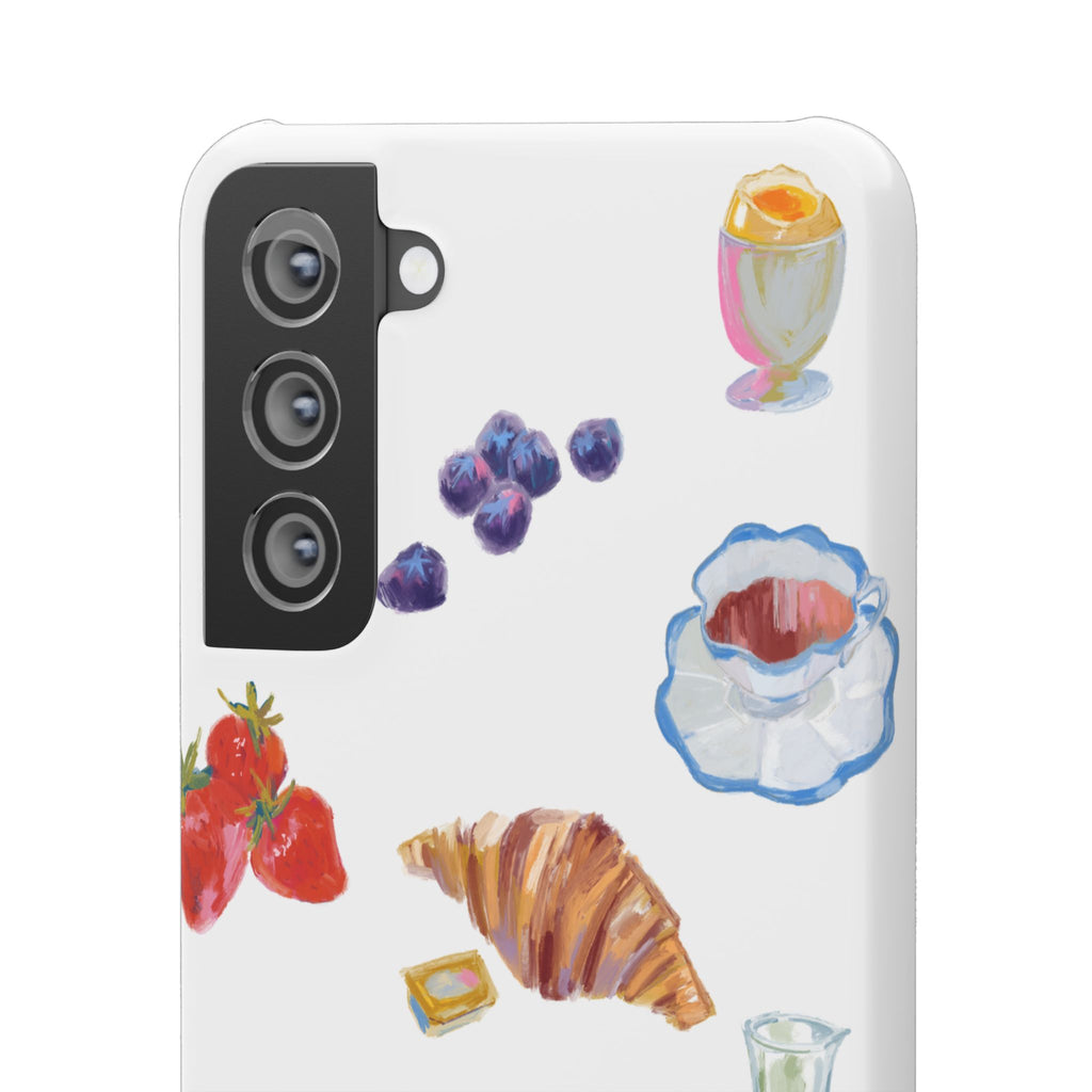Phone Case — Watercolor Breakfast Pattern (croissant, berries, juice)