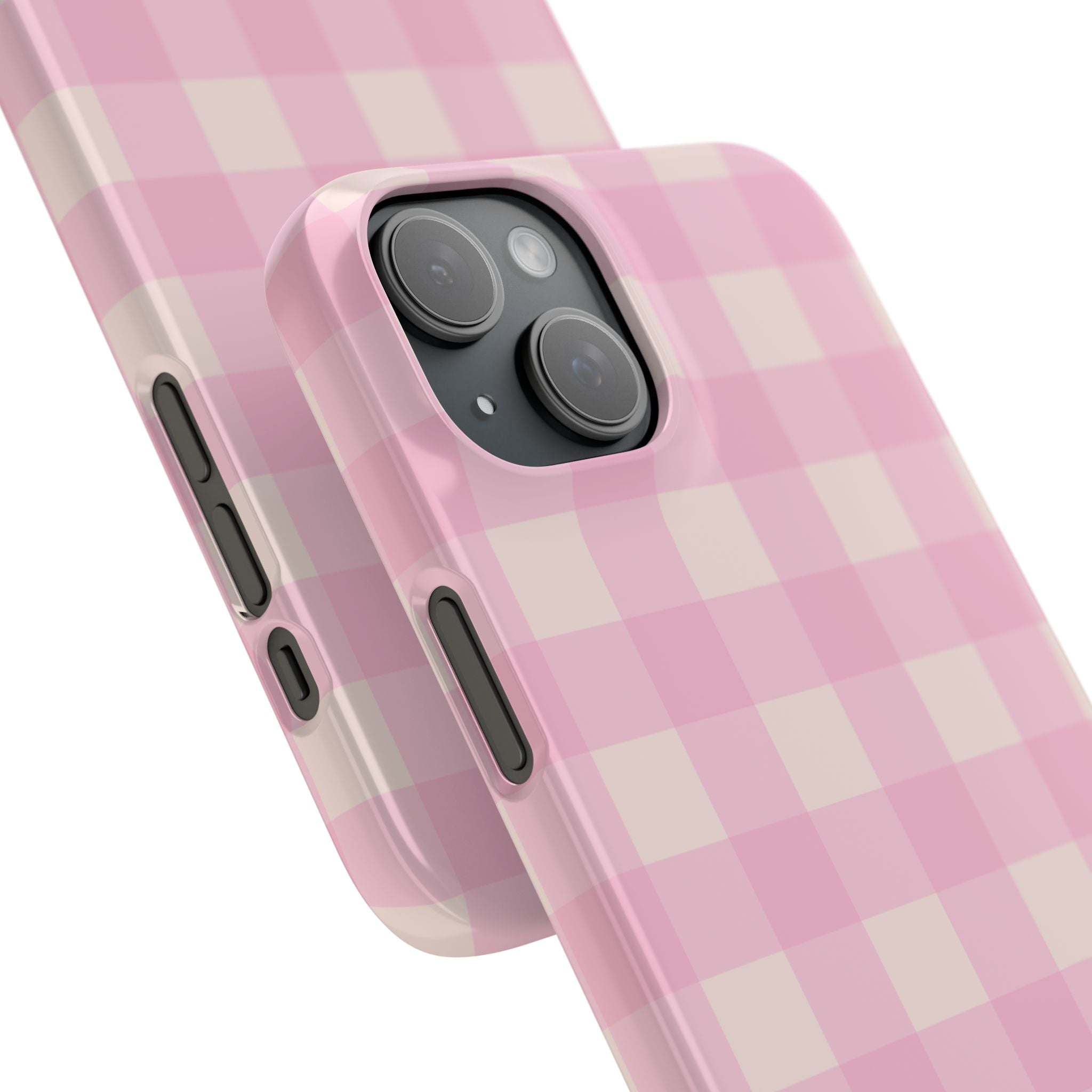 Pink Gingham Snap Phone Case - Cute Pastel Checkered iPhone Cover
