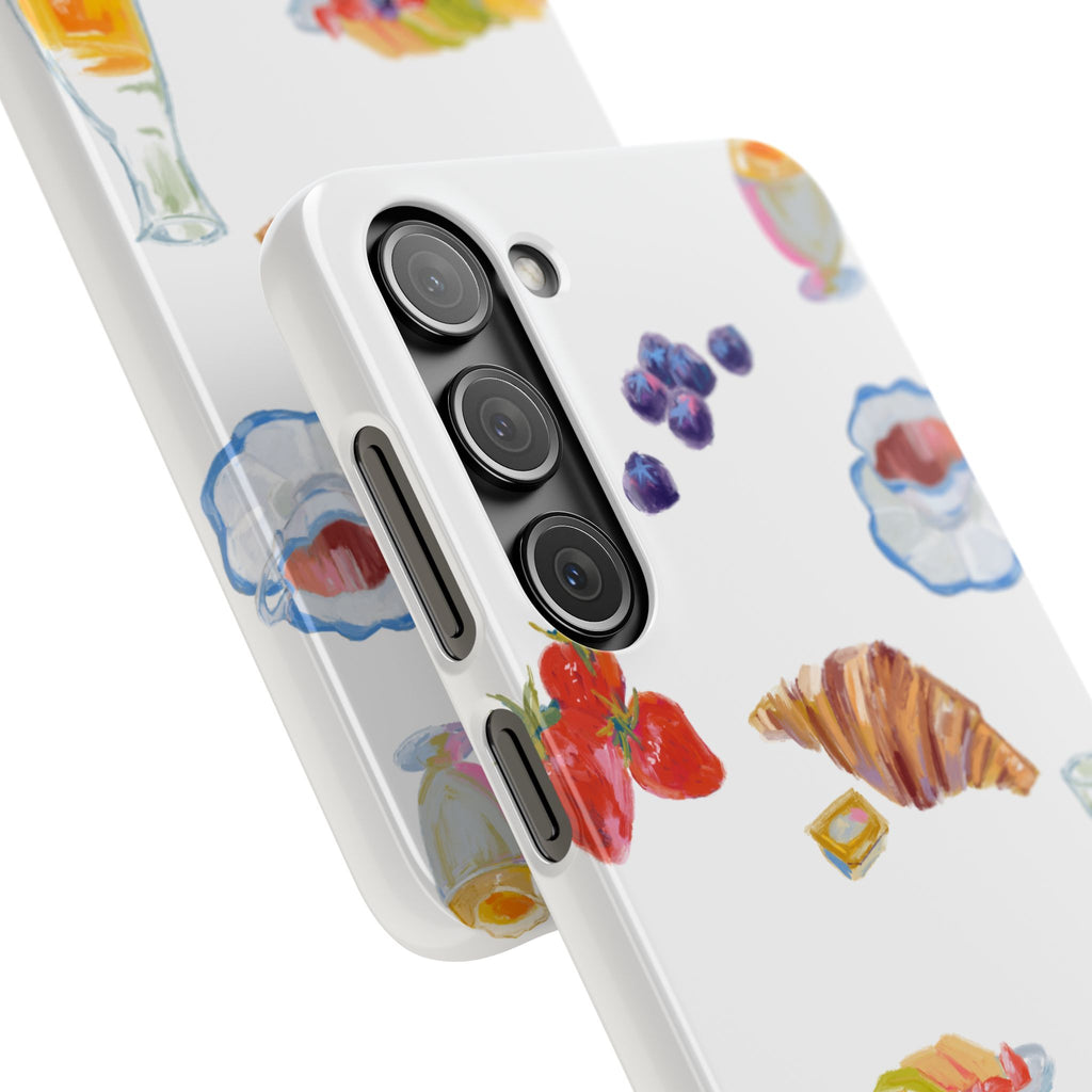 Phone Case — Watercolor Breakfast Pattern (croissant, berries, juice)