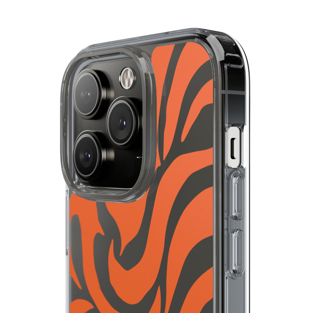 Orange Tiger Stripe Clear Phone Case — Bold Animal Print iPhone Cover