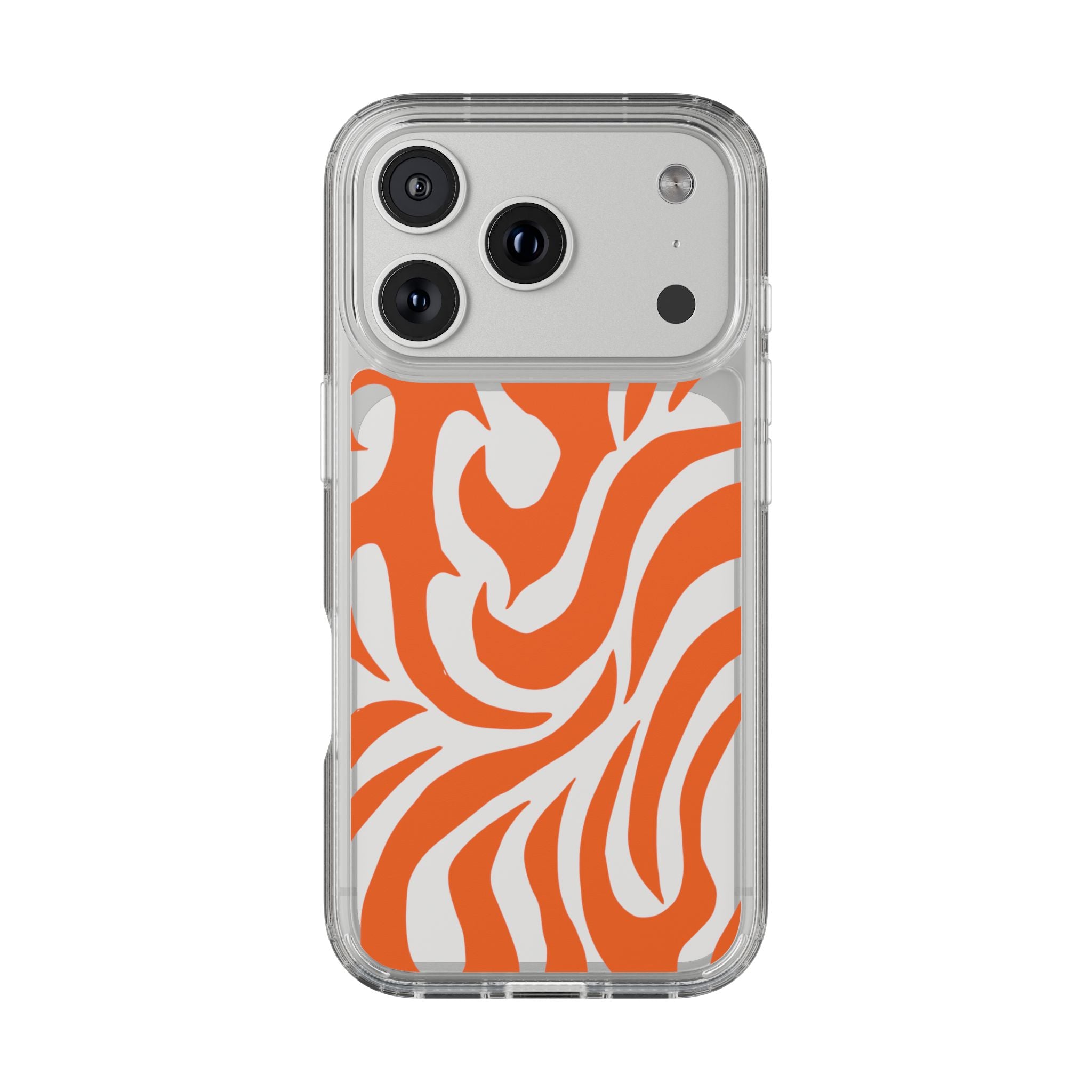 Orange Tiger Stripe Clear Phone Case — Bold Animal Print iPhone Cover