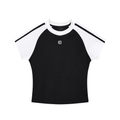 Contrast Stripes Bodycon Raglan  Sleeve T-Shirt