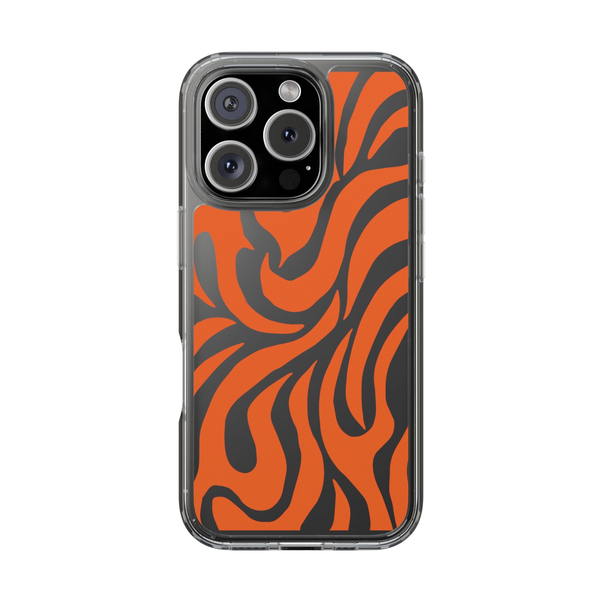 Orange Tiger Stripe Clear Phone Case — Bold Animal Print iPhone Cover