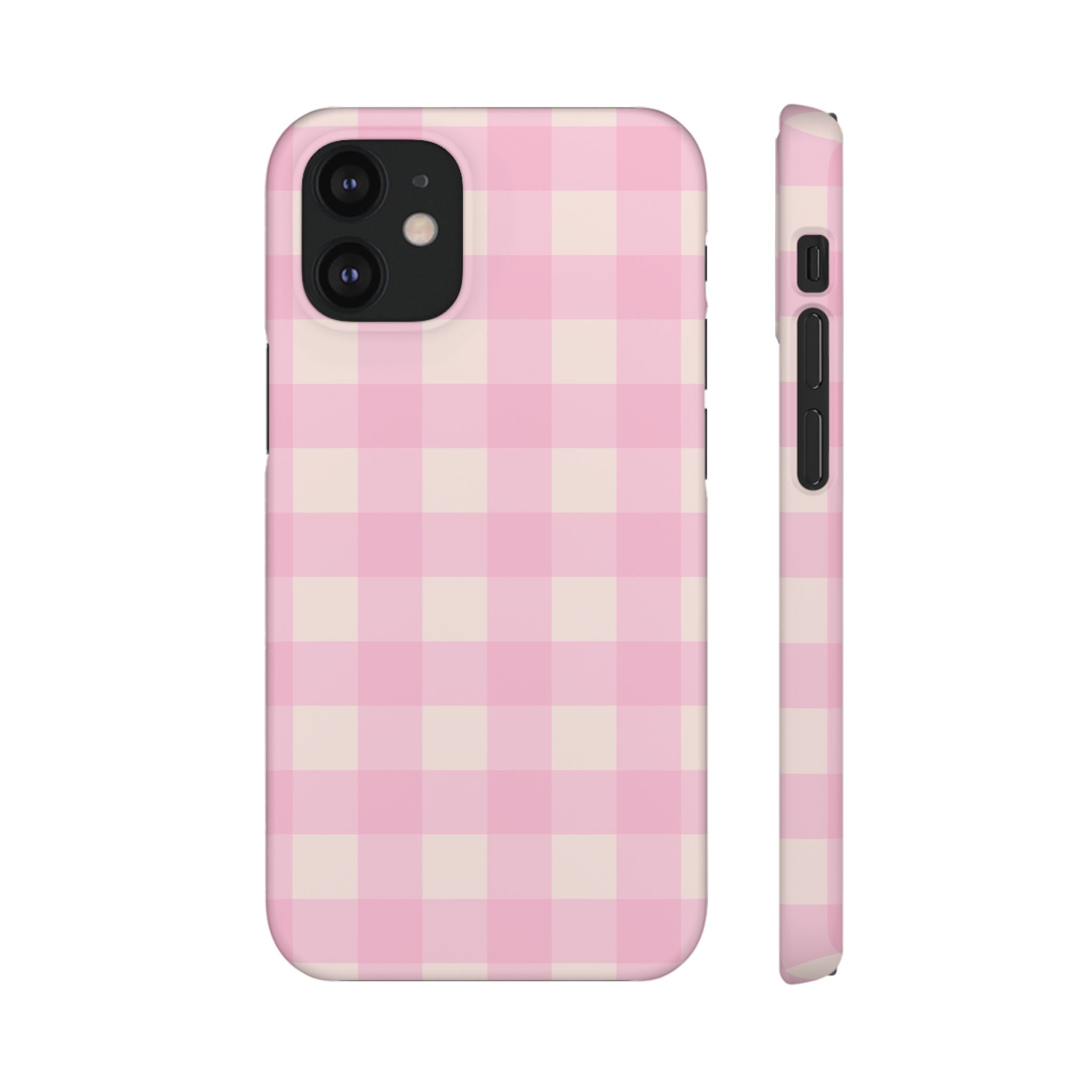 Pink Gingham Snap Phone Case - Cute Pastel Checkered iPhone Cover