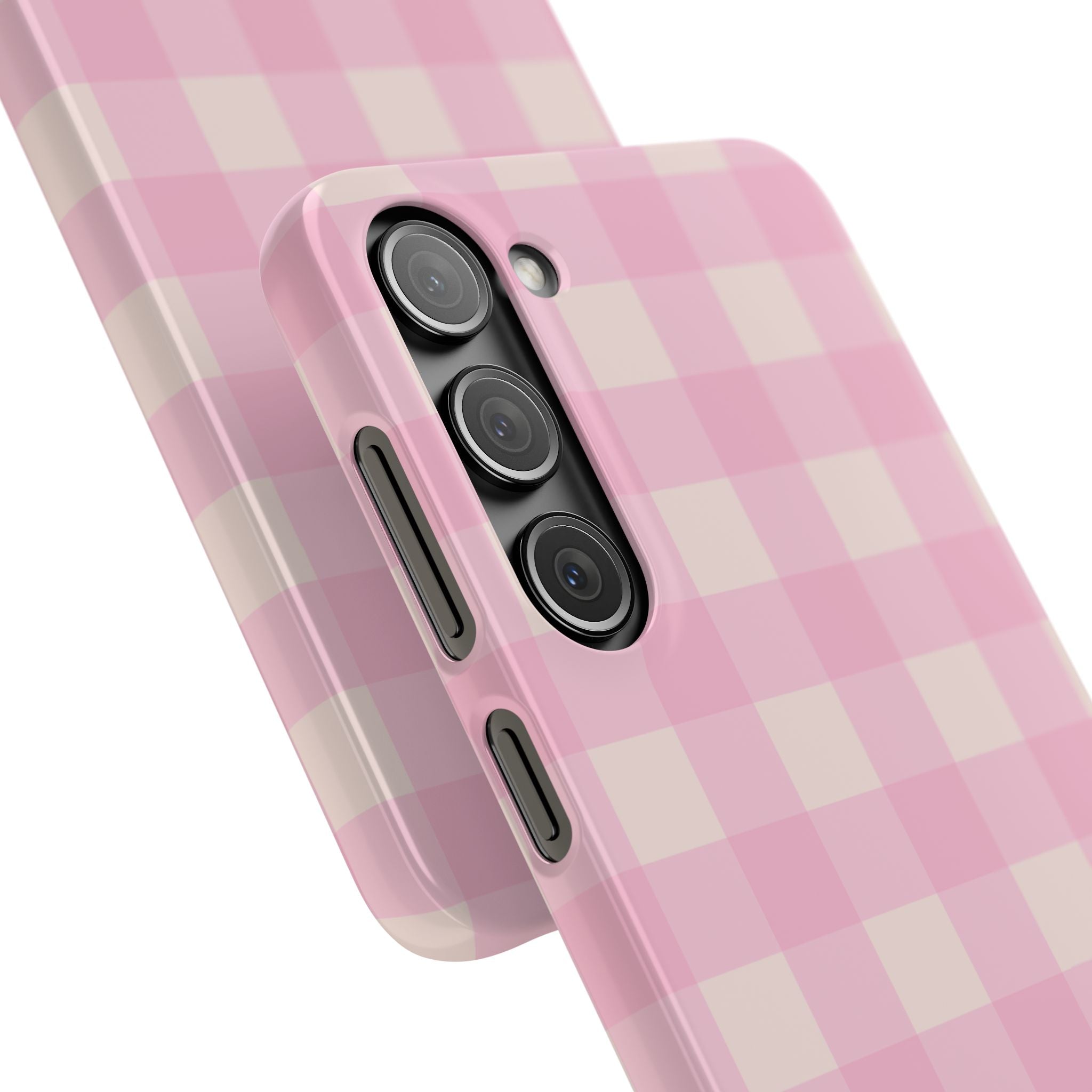 Pink Gingham Snap Phone Case - Cute Pastel Checkered iPhone Cover