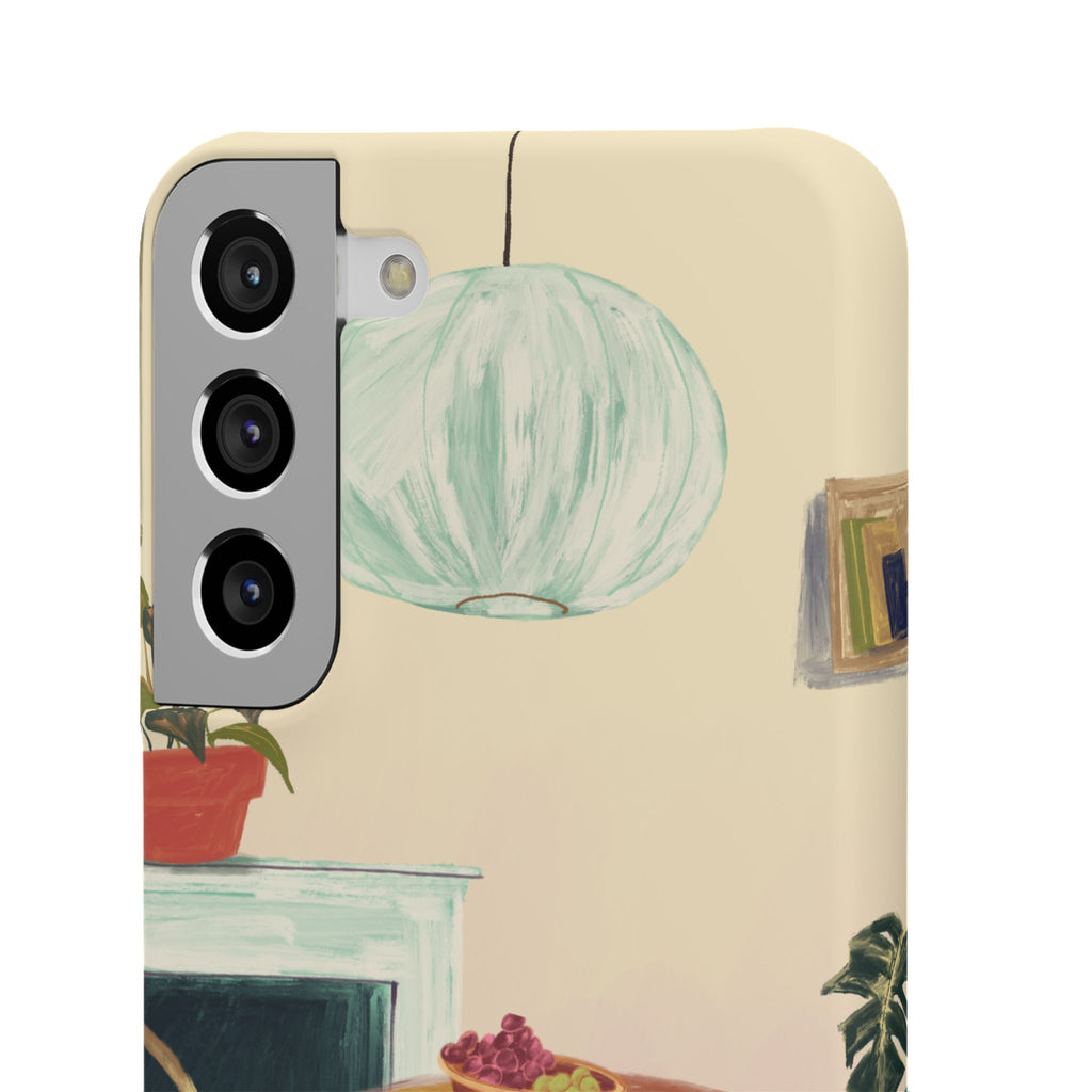 Vintage Bistro Phone Case — Cozy Cafe Interior Illustration Snap Case