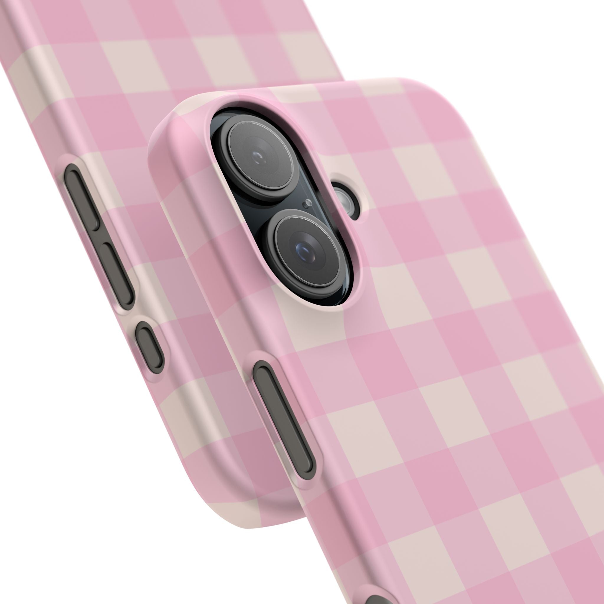 Pink Gingham Snap Phone Case - Cute Pastel Checkered iPhone Cover