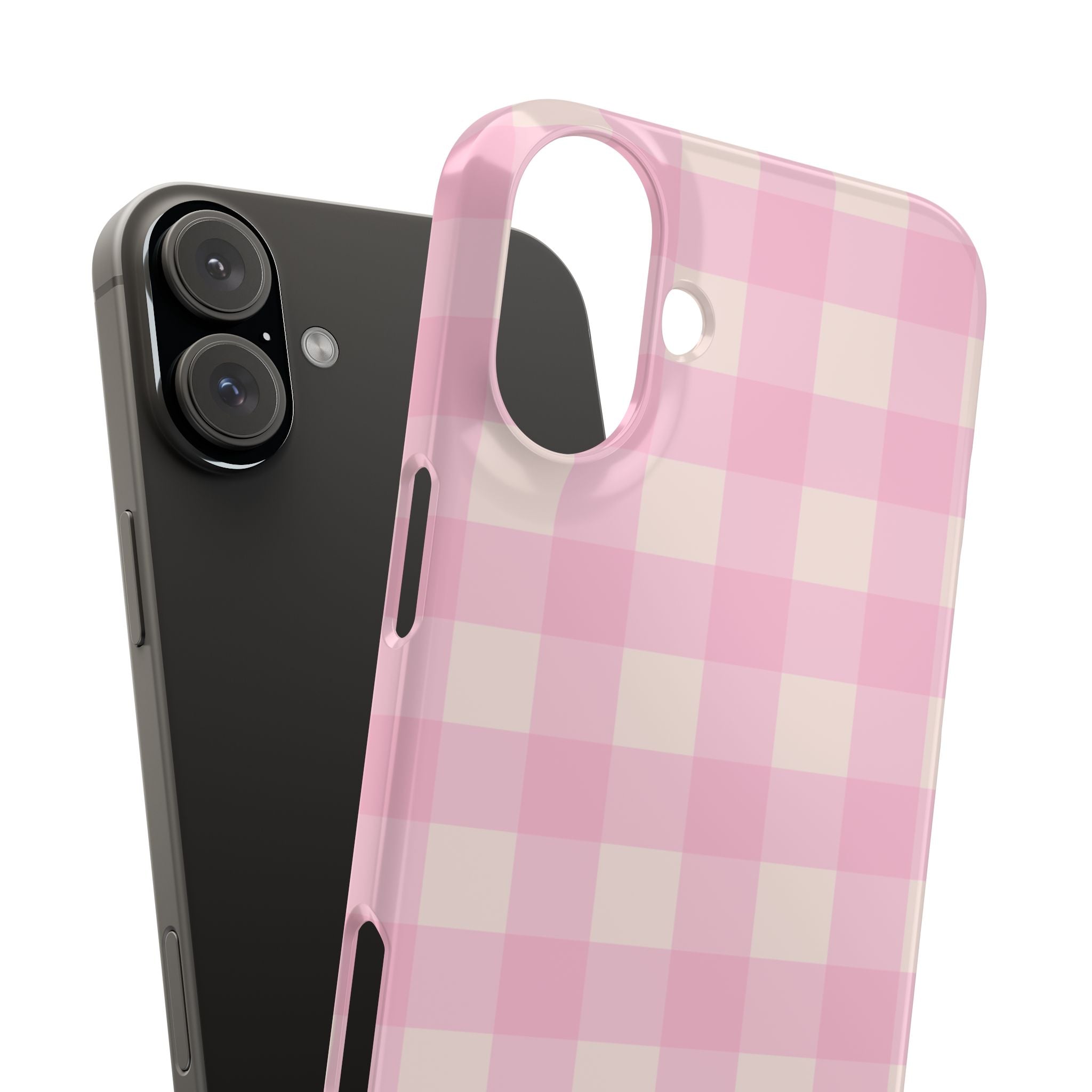 Pink Gingham Snap Phone Case - Cute Pastel Checkered iPhone Cover