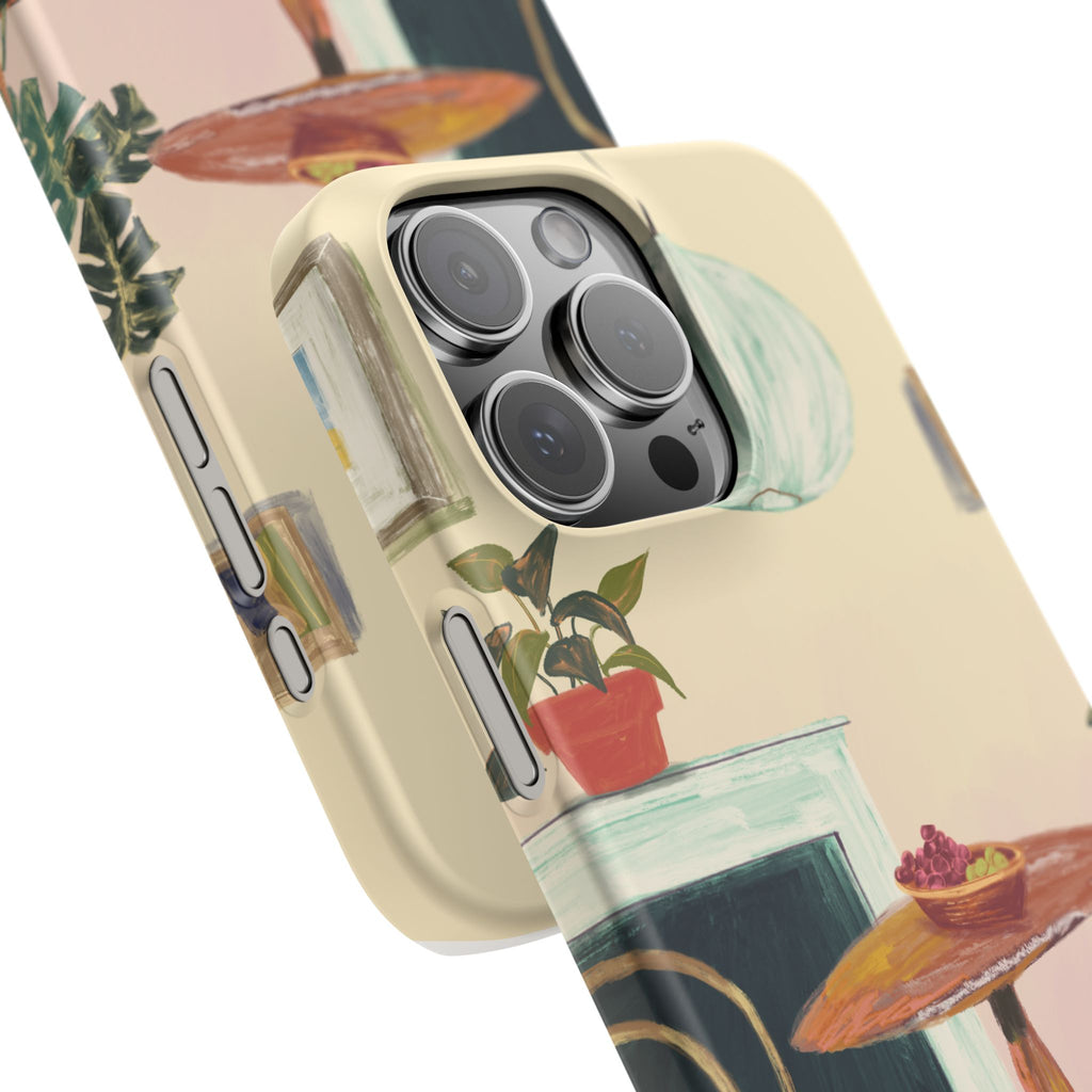Vintage Bistro Phone Case — Cozy Cafe Interior Illustration Snap Case