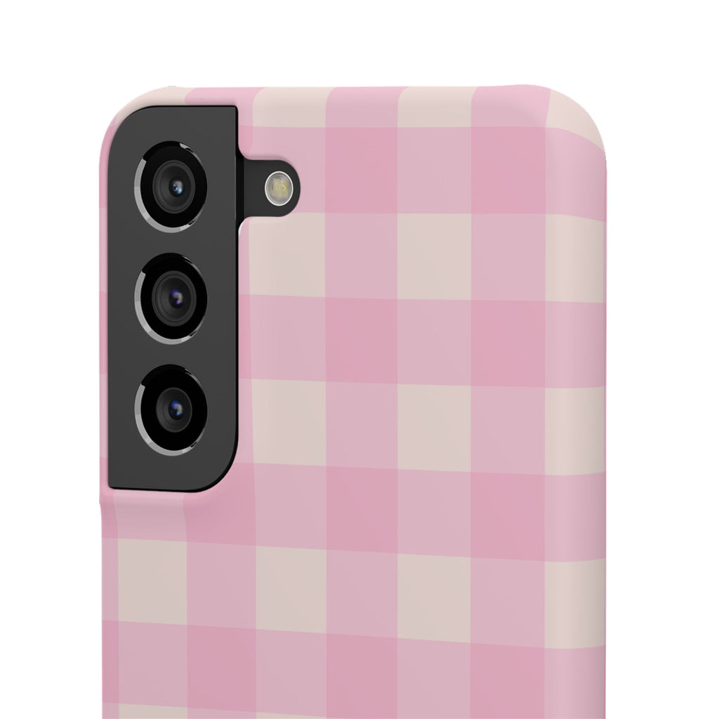 Pink Gingham Snap Phone Case - Cute Pastel Checkered iPhone Cover