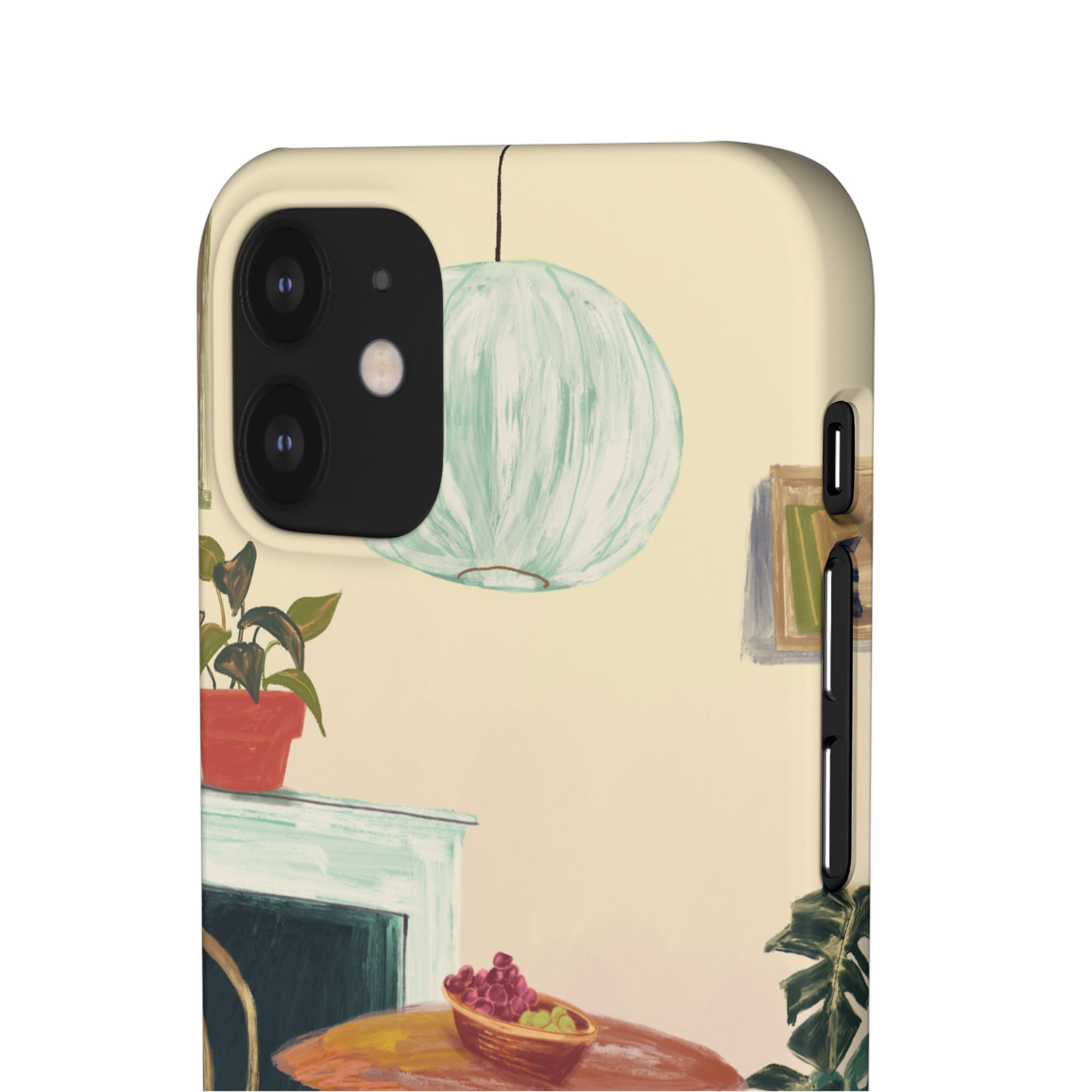 Vintage Bistro Phone Case — Cozy Cafe Interior Illustration Snap Case