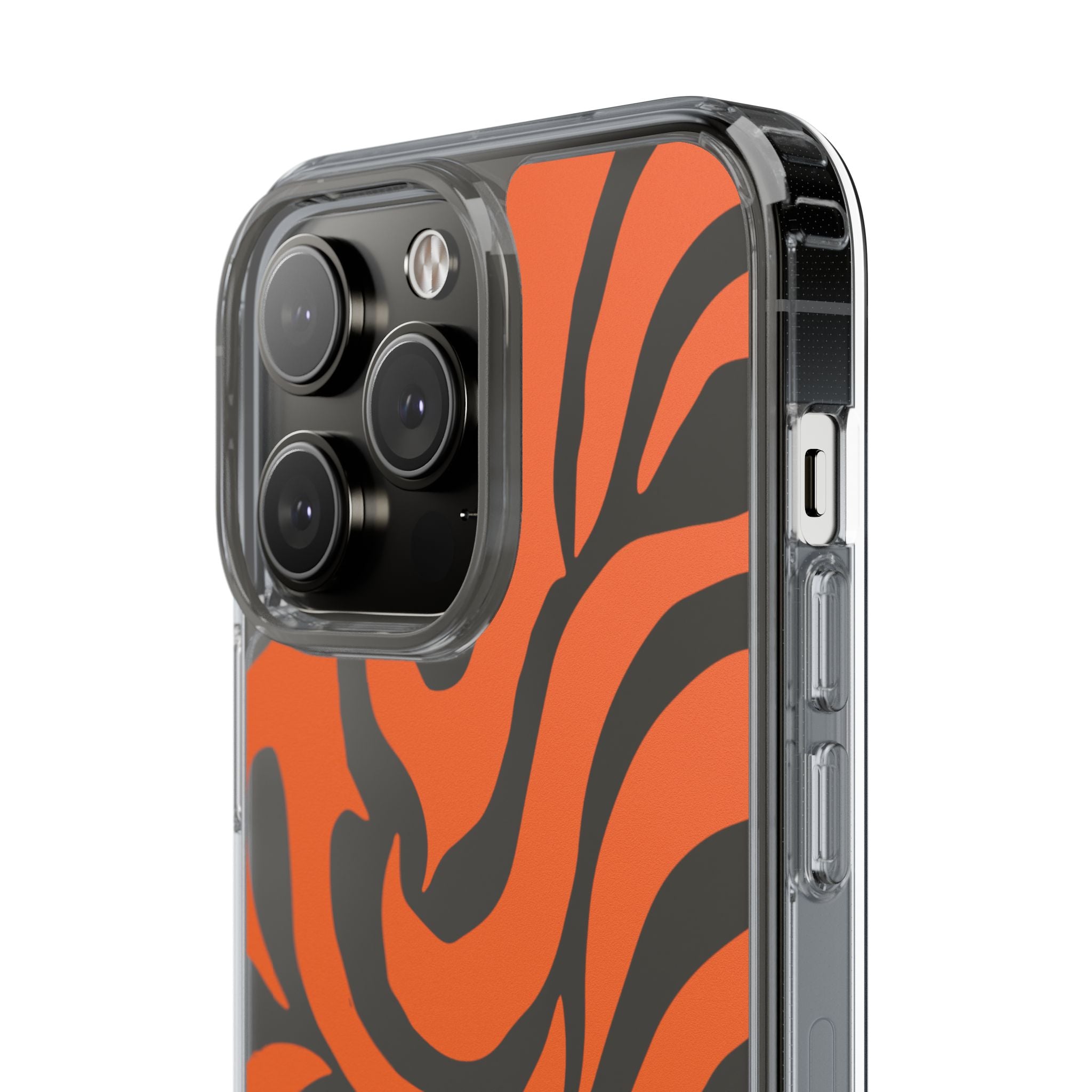 Orange Tiger Stripe Clear Phone Case — Bold Animal Print iPhone Cover