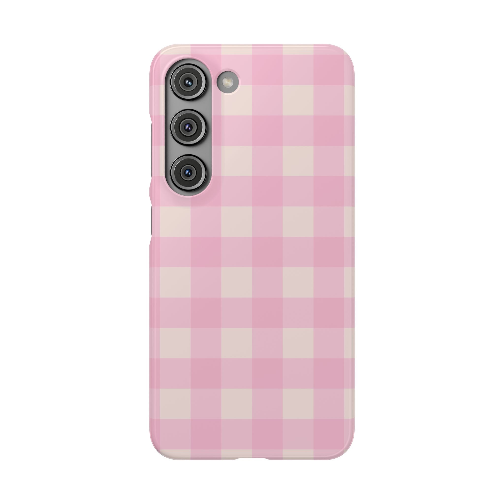 Pink Gingham Snap Phone Case - Cute Pastel Checkered iPhone Cover