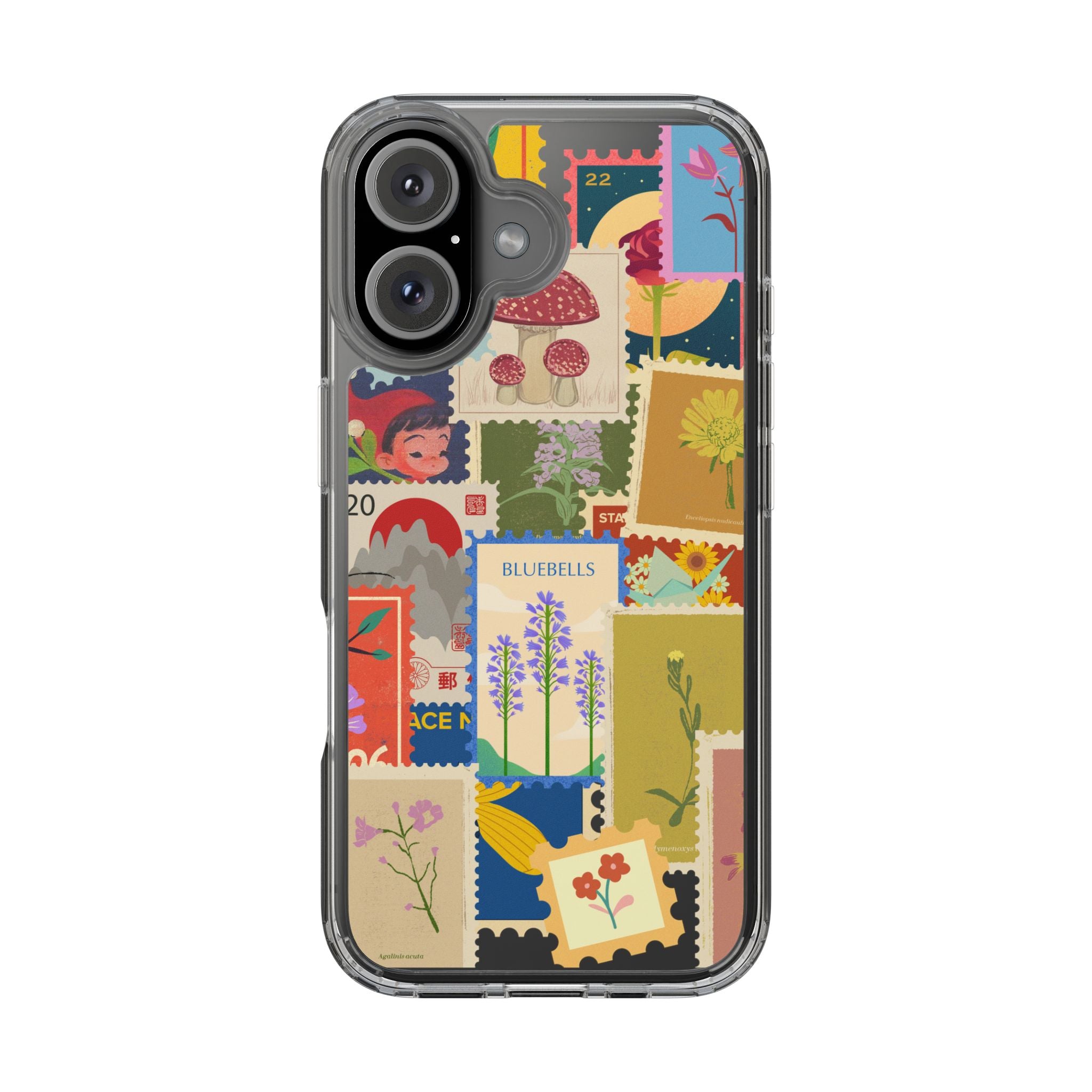 Clear Case — Vintage Floral Stamp Collage Phone Case