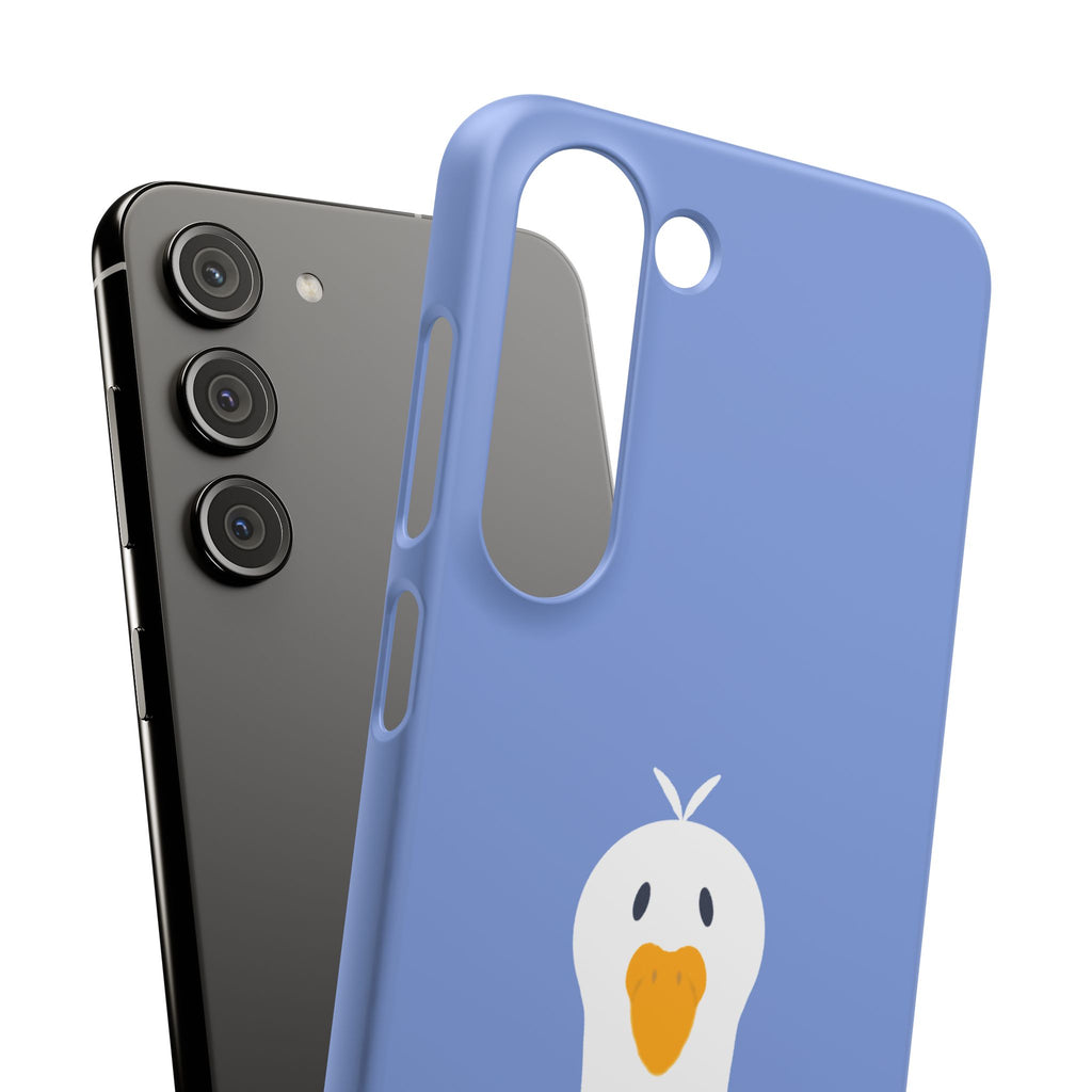 Cute Goose Phone Case – Blue Snap Phone Cover with Whimsical Bird Design