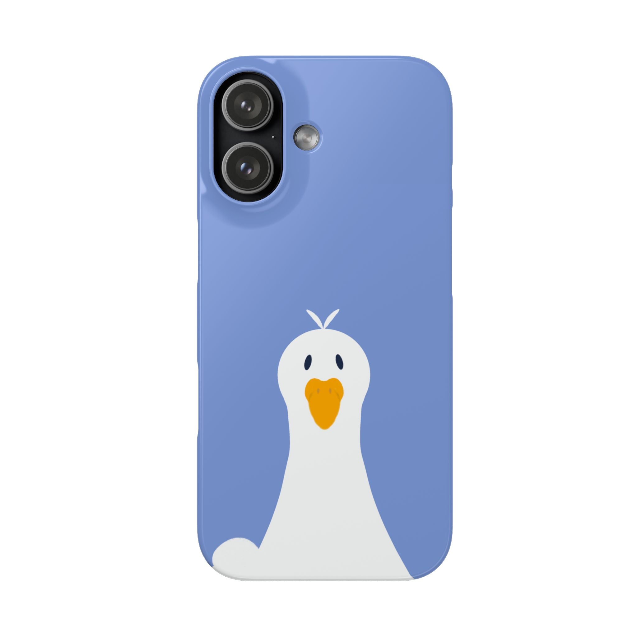 Cute Goose Phone Case – Blue Snap Phone Cover with Whimsical Bird Design