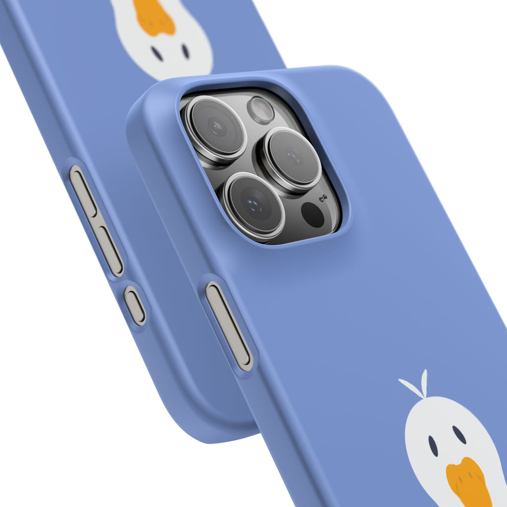 Cute Goose Phone Case – Blue Snap Phone Cover with Whimsical Bird Design