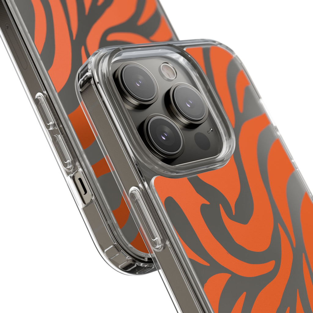 Orange Tiger Stripe Clear Phone Case — Bold Animal Print iPhone Cover
