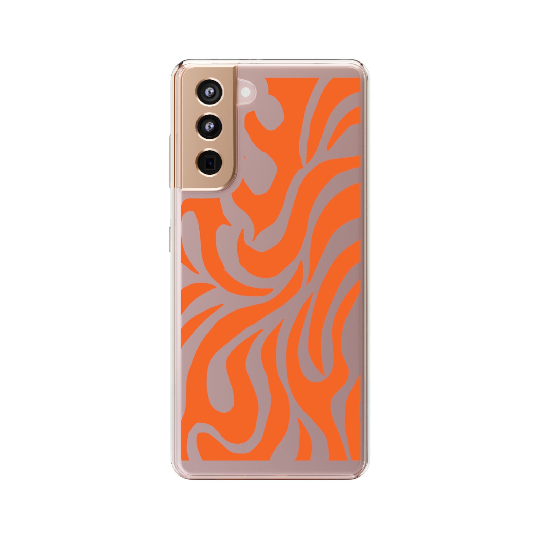 Orange Tiger Stripe Clear Phone Case — Bold Animal Print iPhone Cover